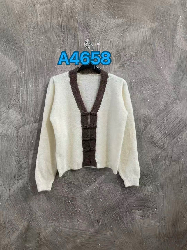 V-Neck Cardigan with Contrast Piping