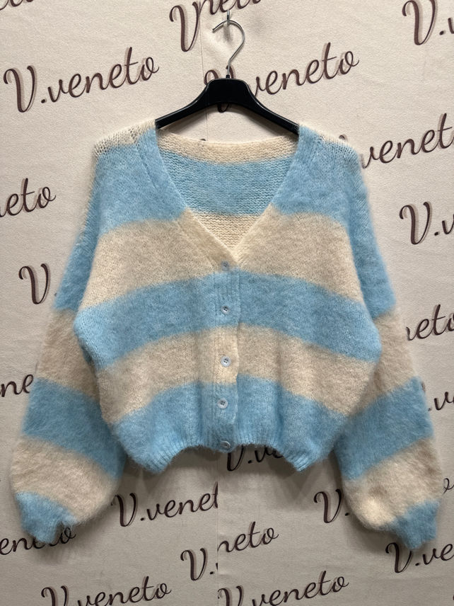 Cropped Stripe Cardigan