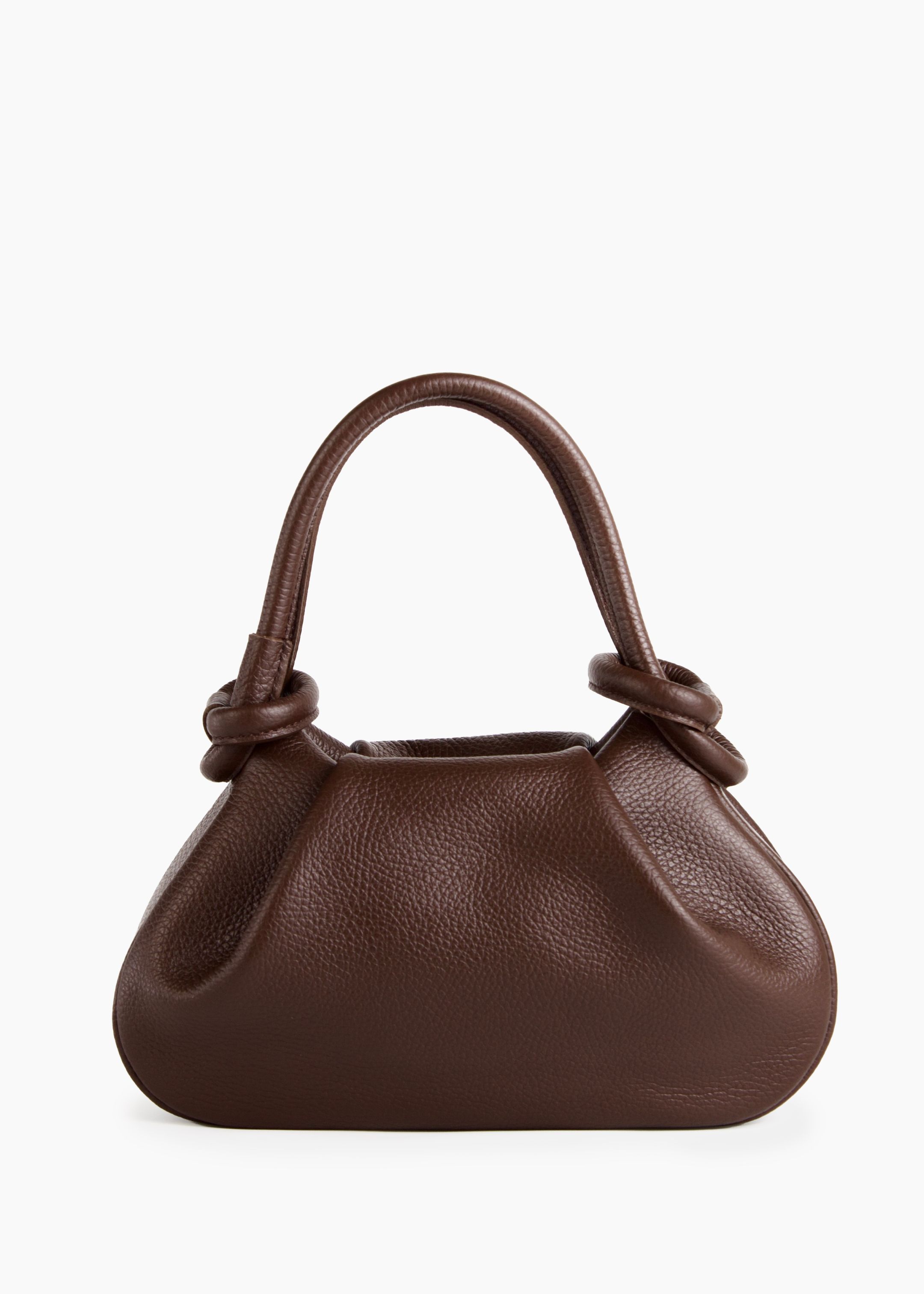 Ruched Handheld Leather Bag