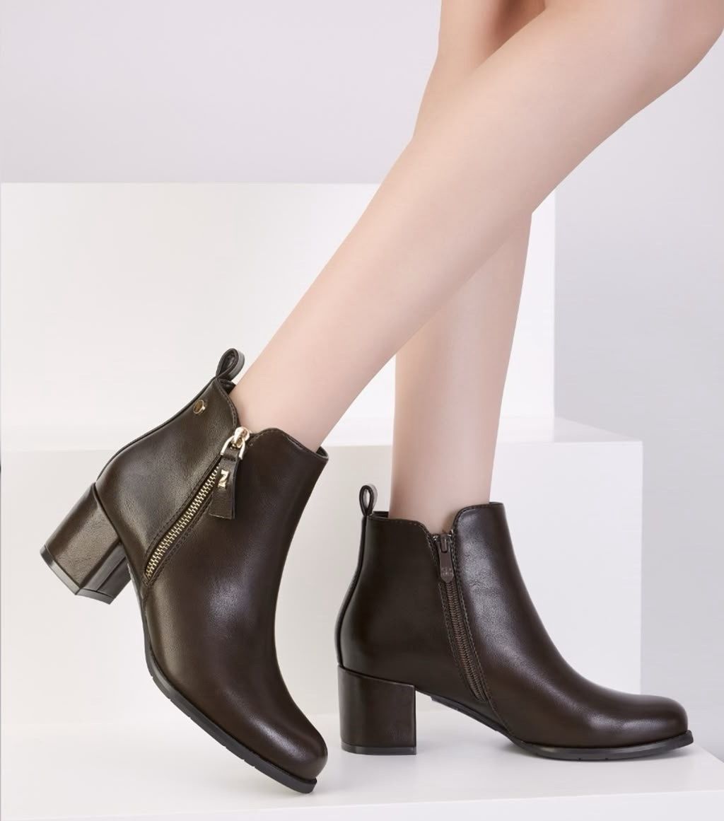 Button-Trim Block Heel Ankle Boots