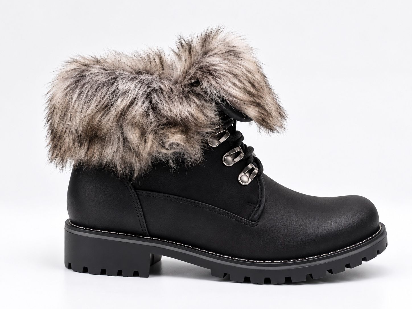 Shearling-Trim Lug Booties