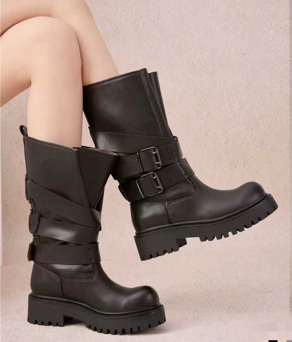 Biker Boots with Lug Sole
