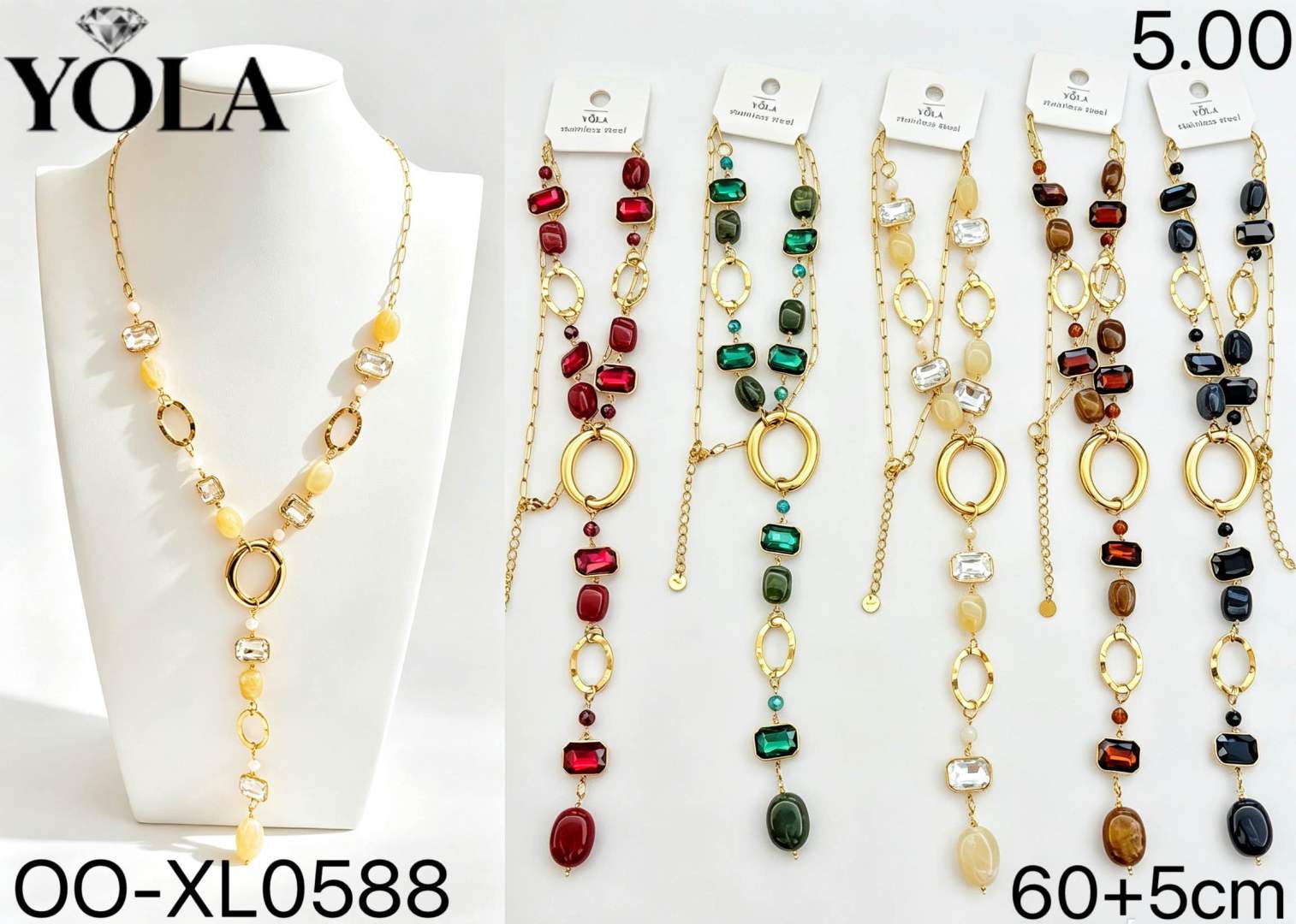 Long Necklace with Decorative Links