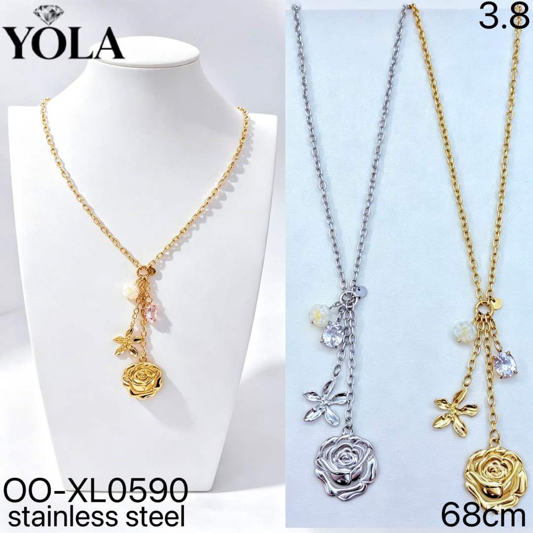 Long Pendant Necklace with Charms