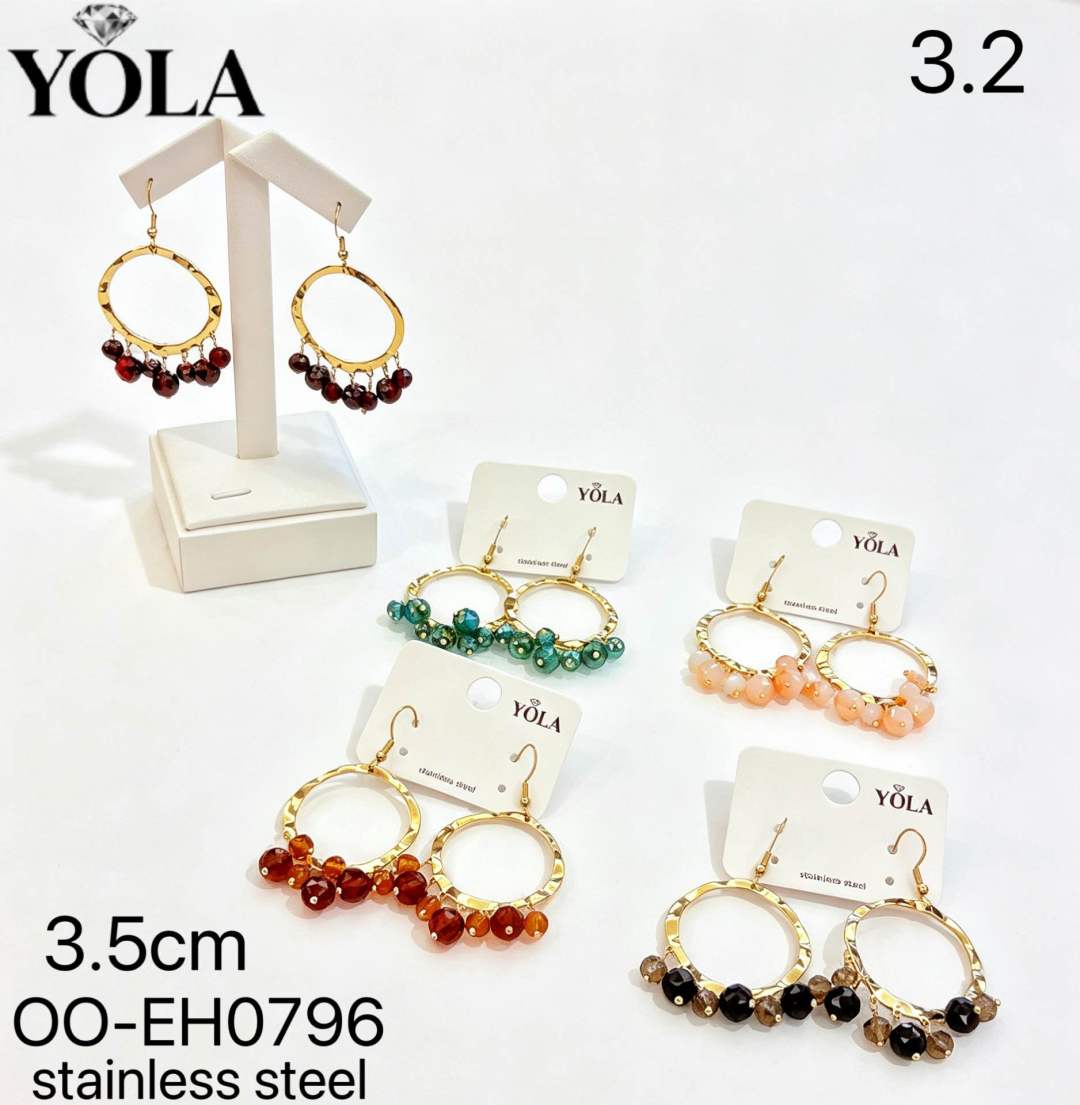 Hoop Earrings with Beaded Charms