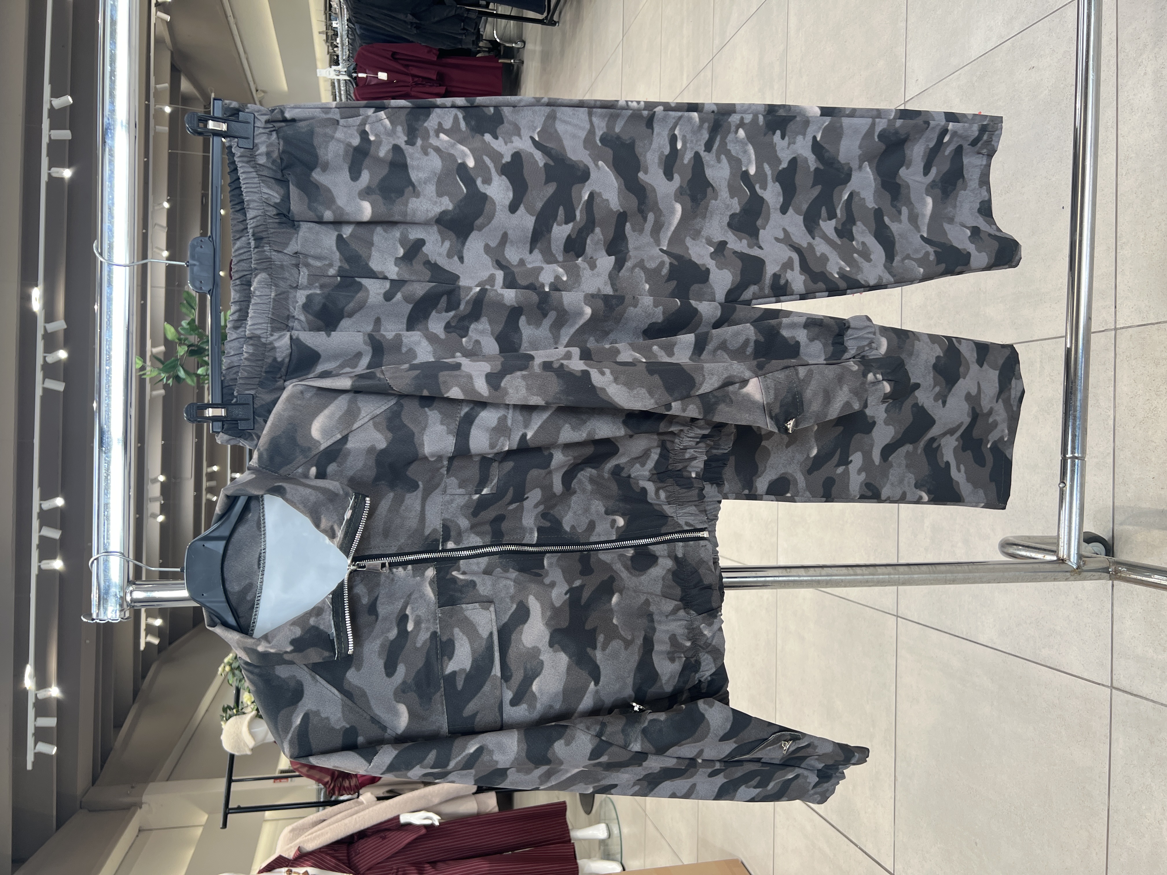 Camo Tracksuit Set with Stand Collar