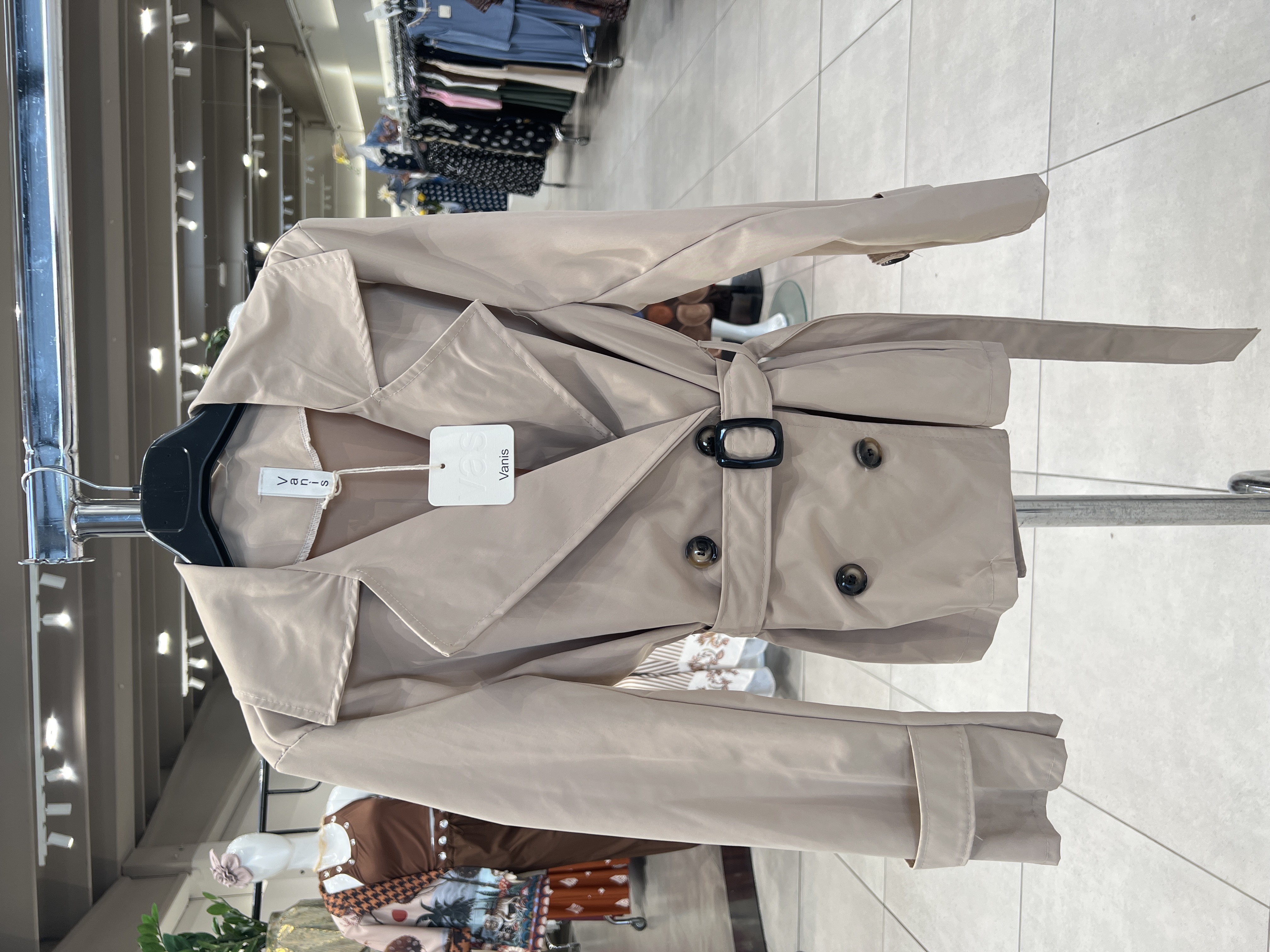 Cropped Double-Breasted Trench Coat with Belt