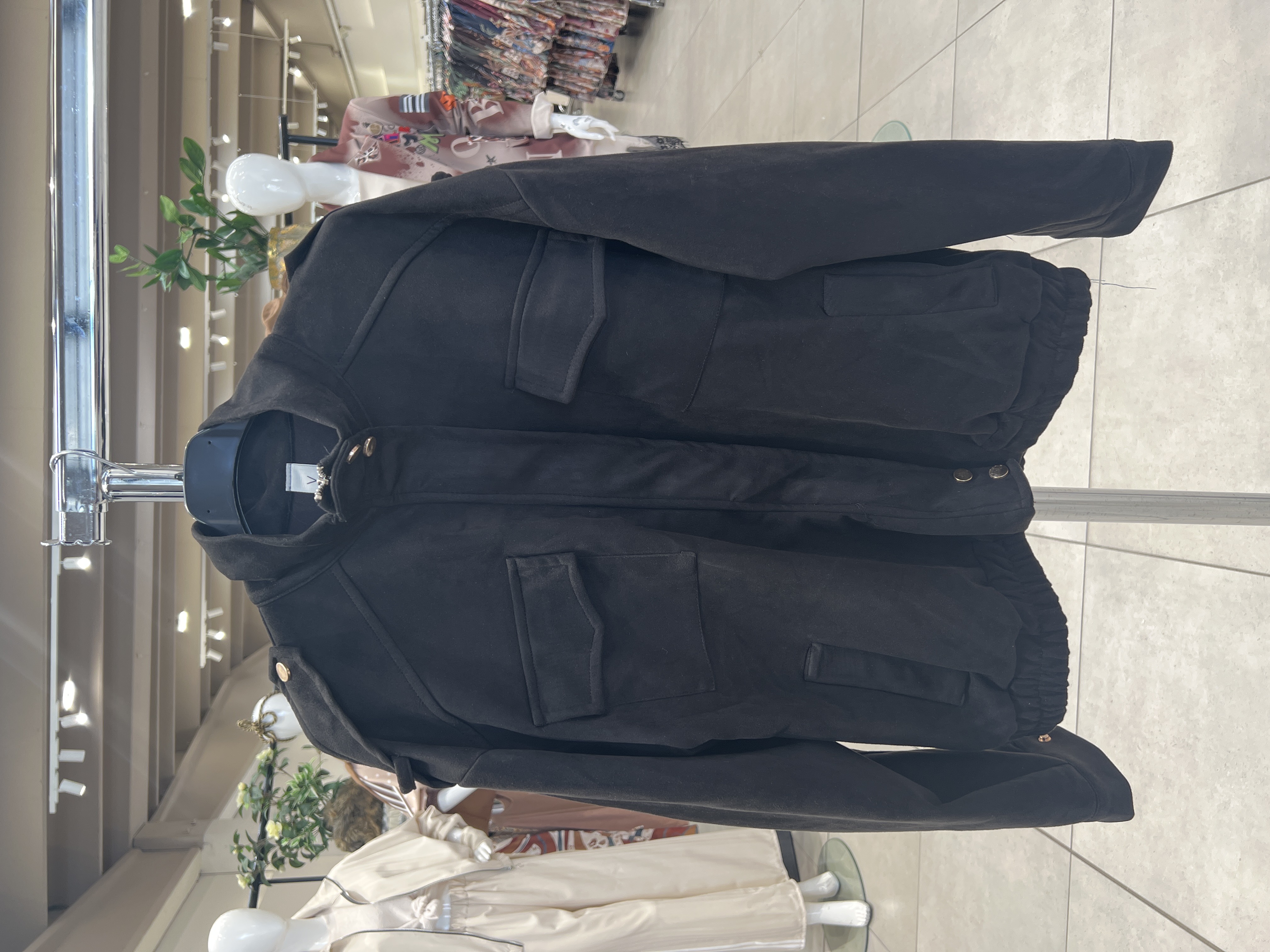 Relaxed Bomber Jacket with Stand Collar