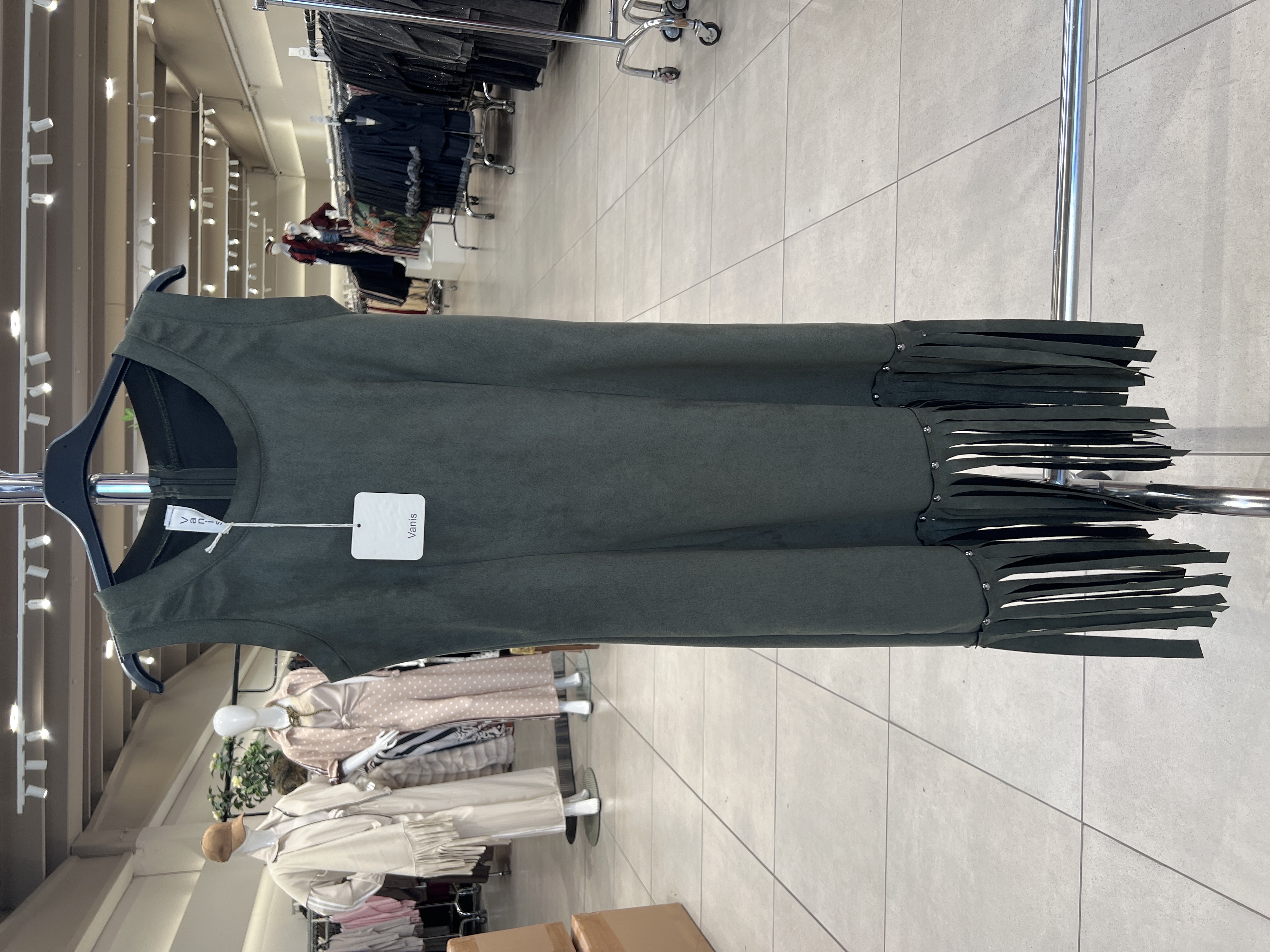 Straight Midi Dress with Fringe