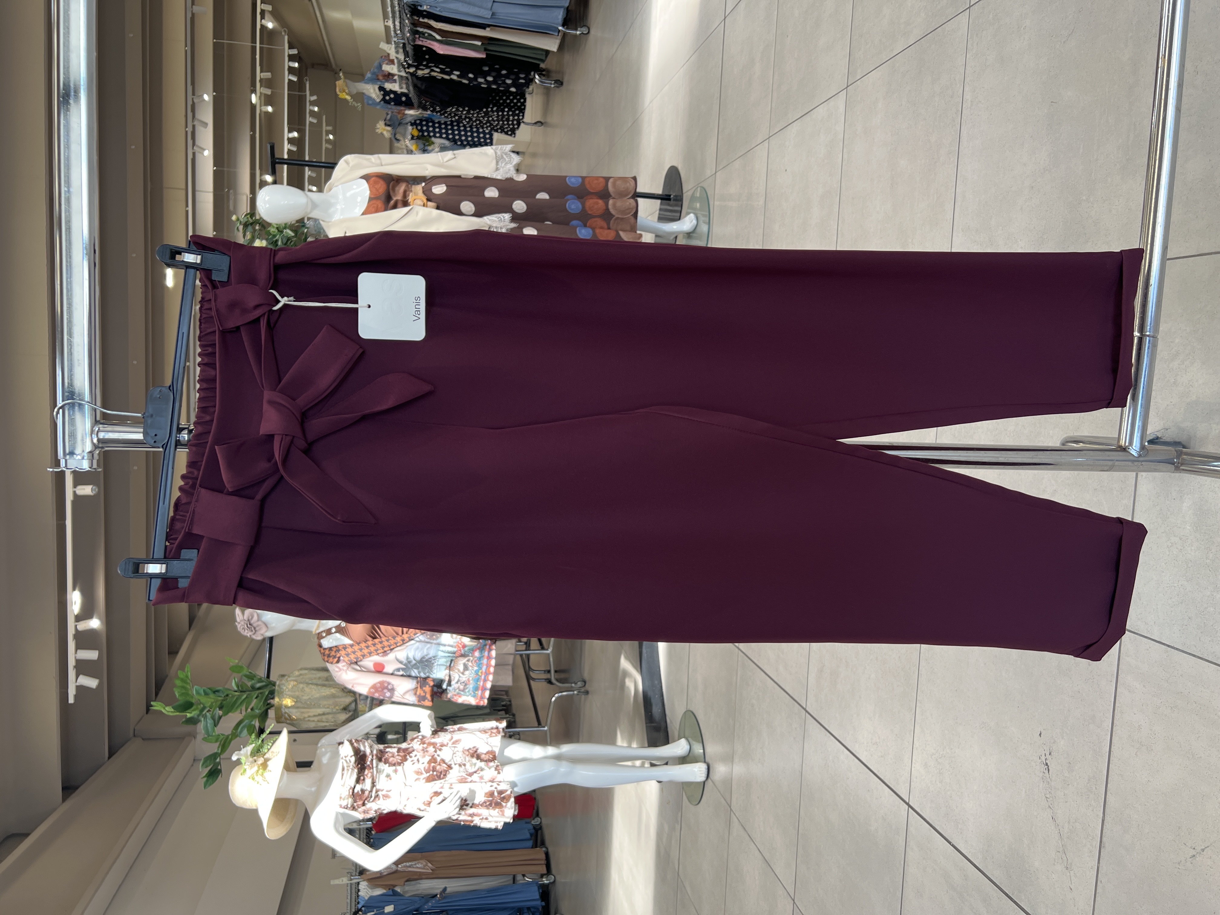 Straight 7/8 Trousers with Waist Bow