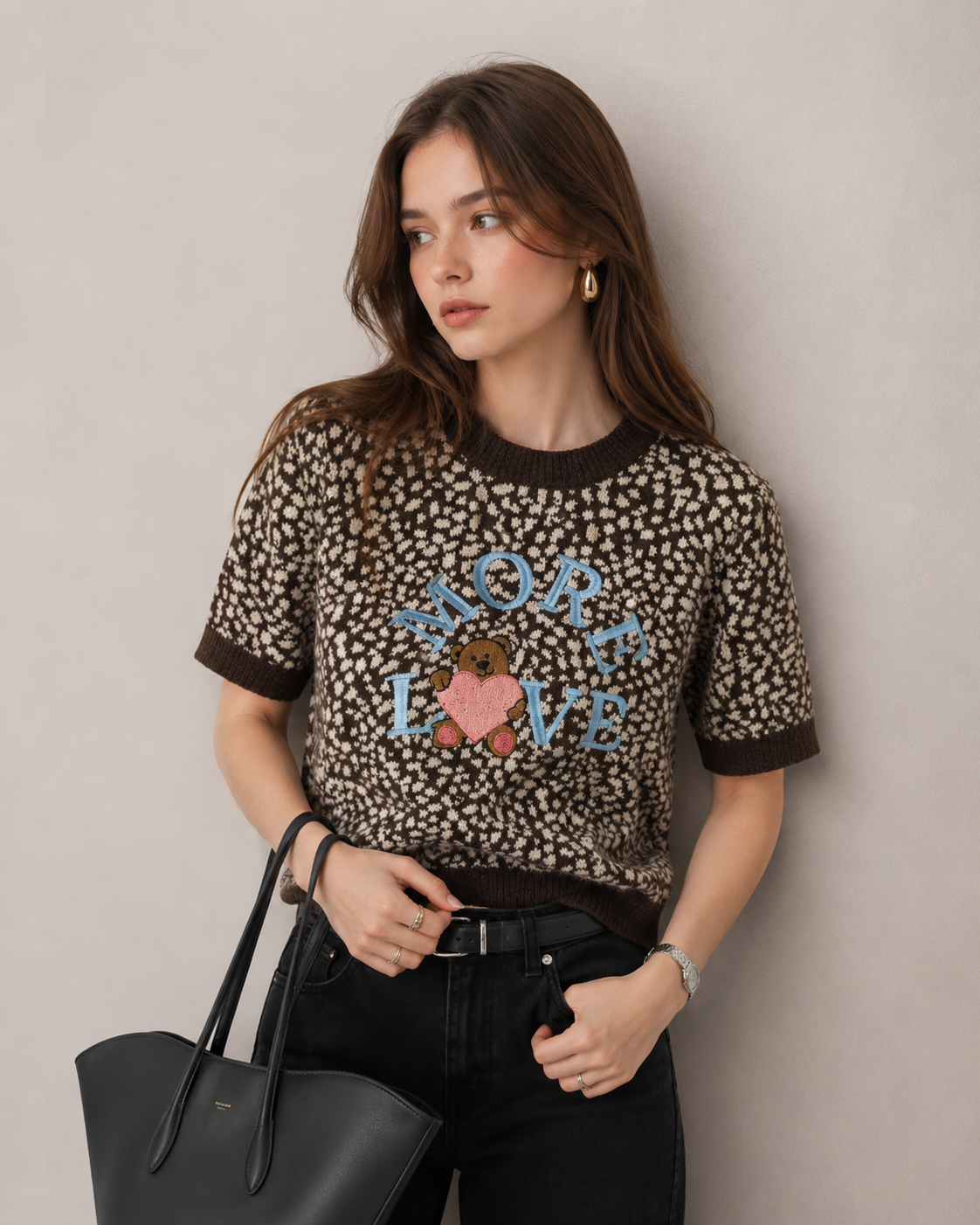 Cropped Sweater with Slogan