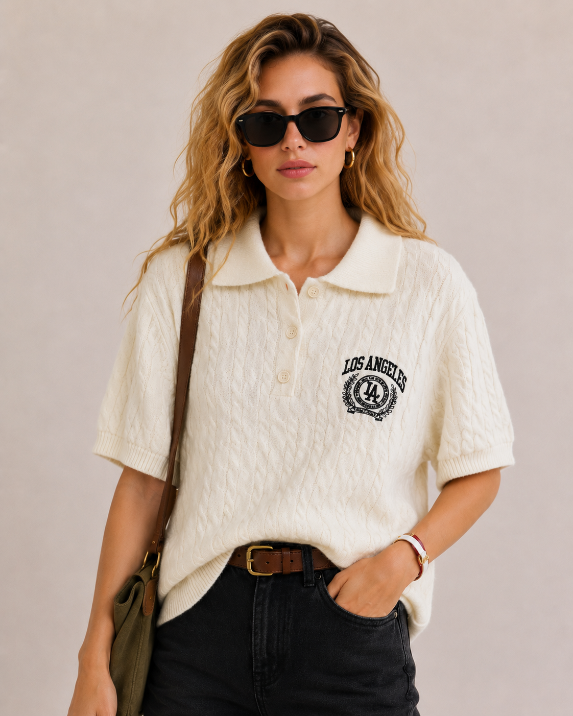 Cropped Polo Knit