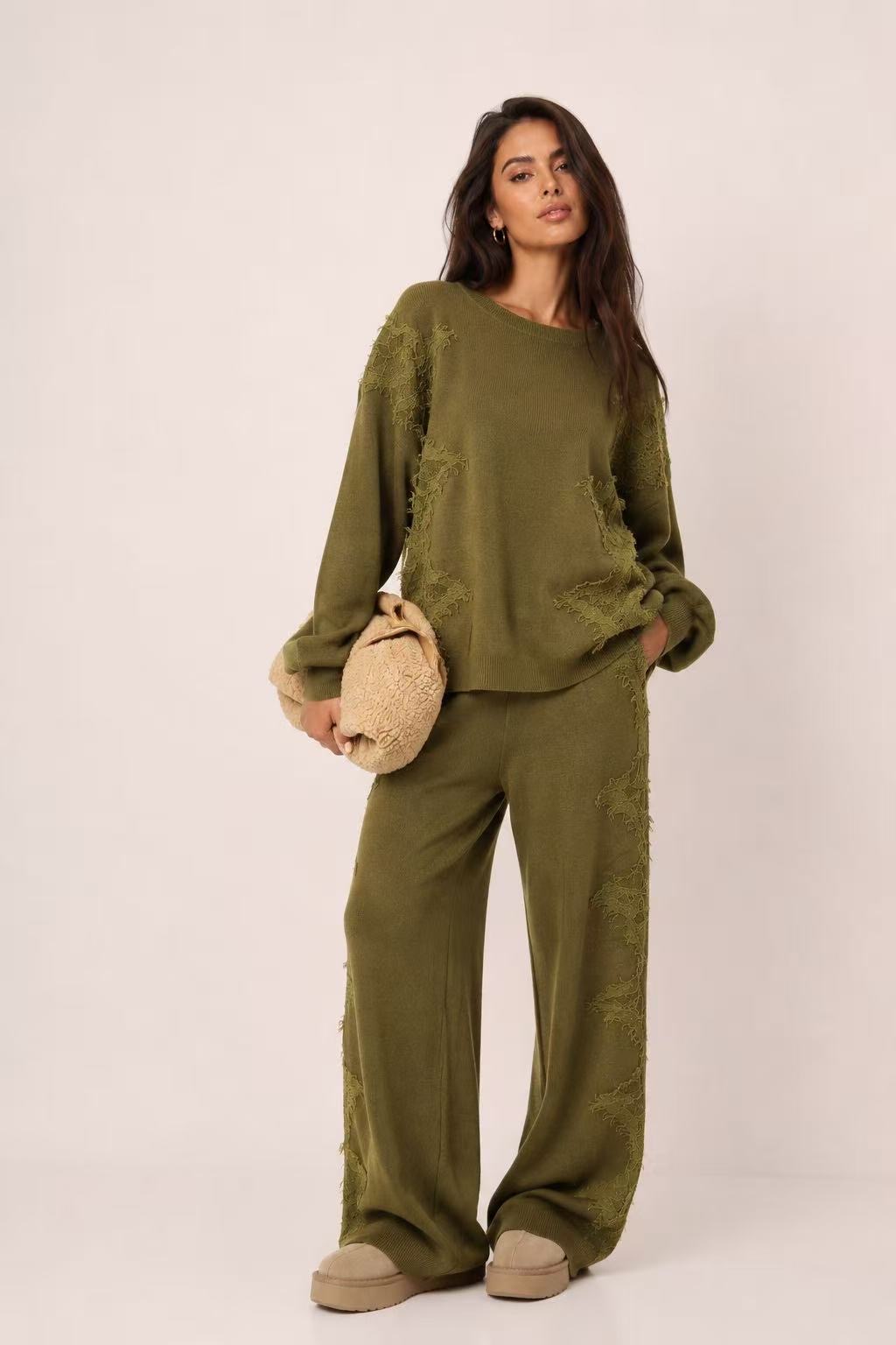 Relaxed Knit Set with Lace