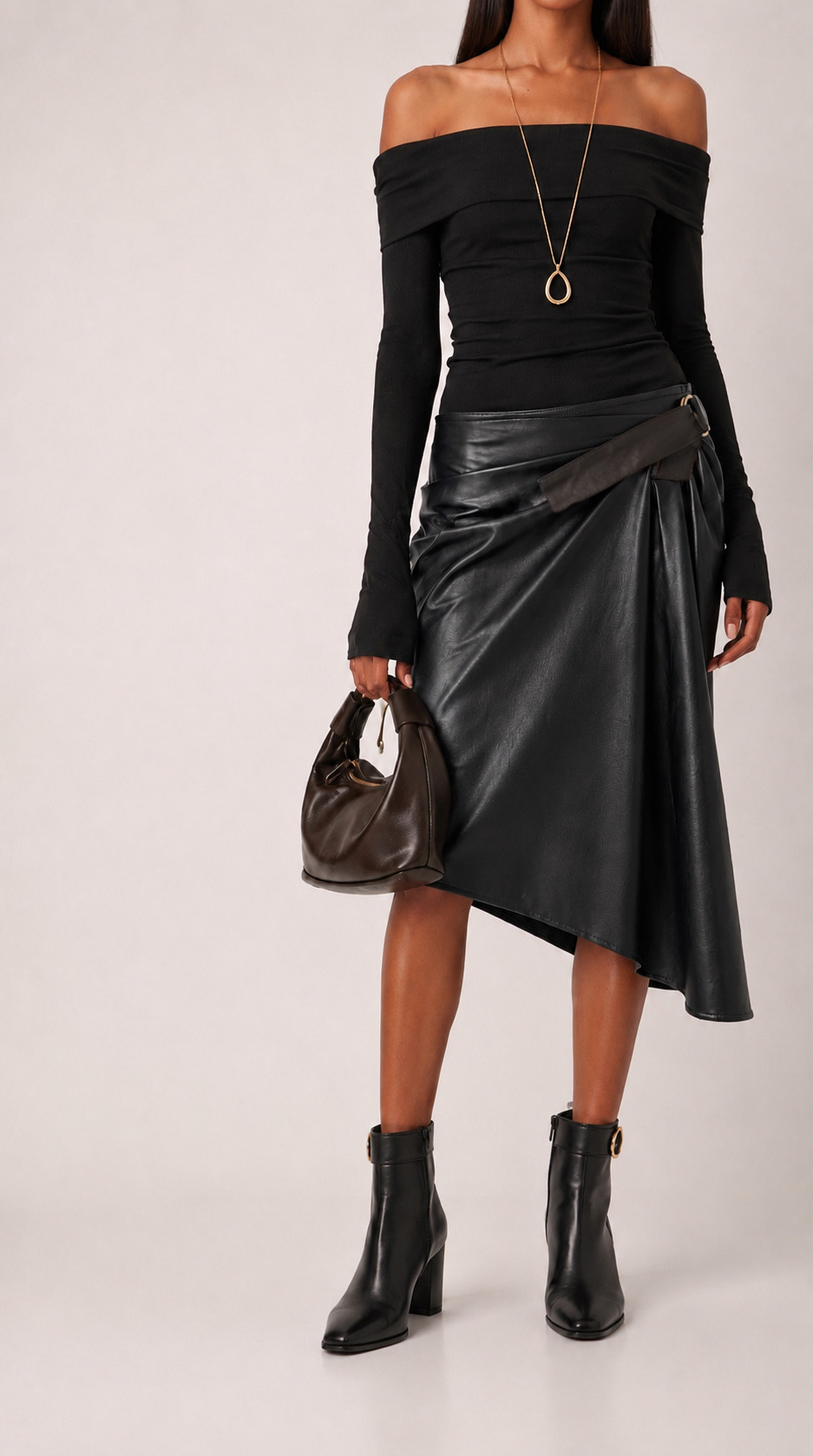 Midi Wrap Skirt with Belt