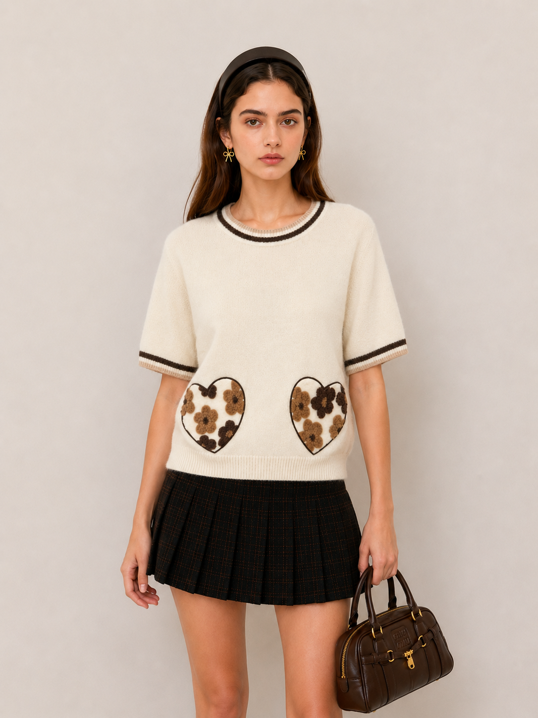 Short Sleeve Embroidered Sweater