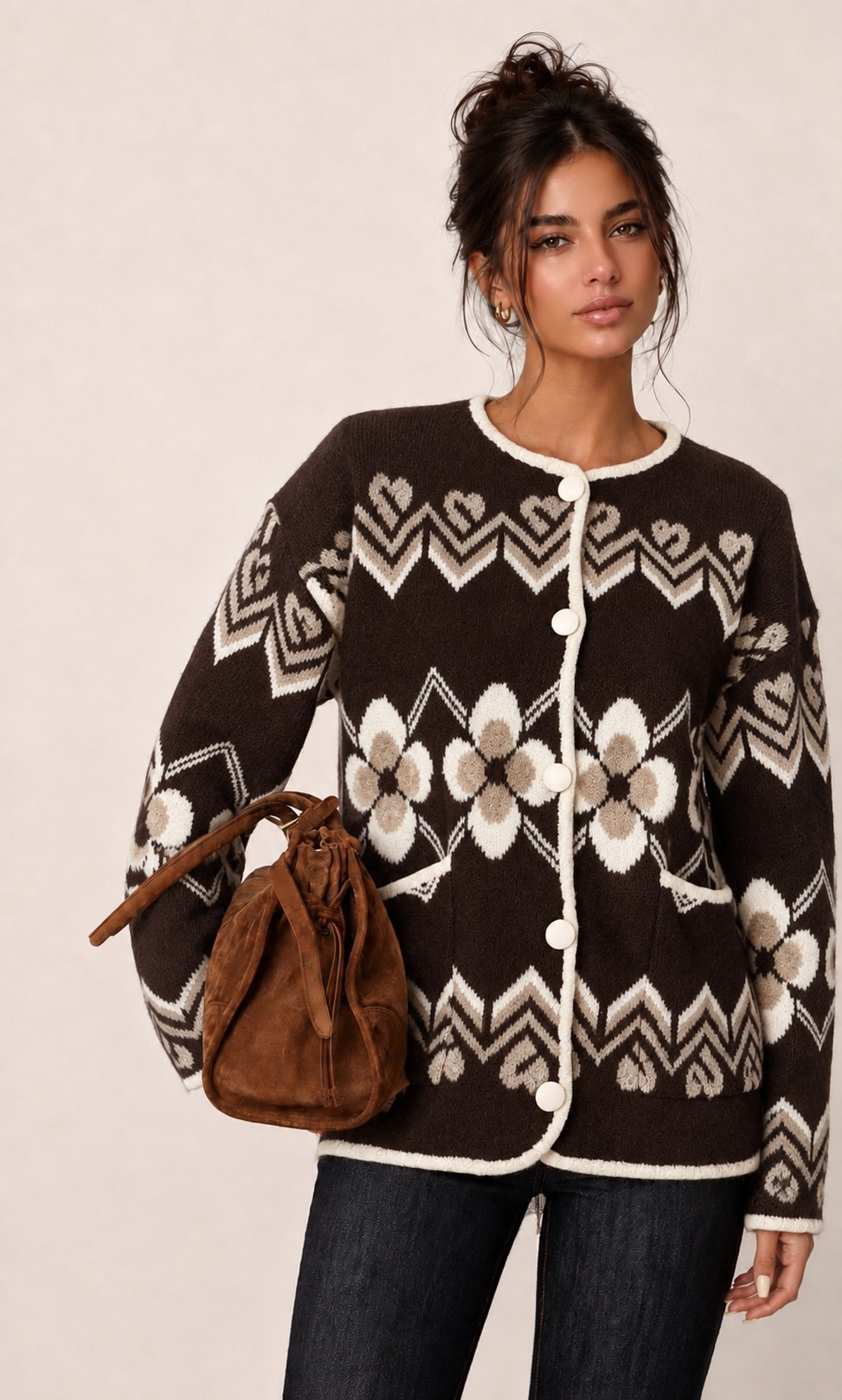 Relaxed Patterned Cardigan