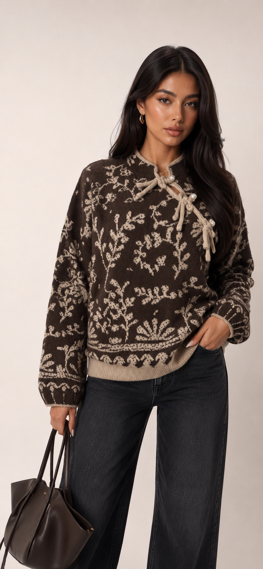 Tie‑Front Sweater with Bow