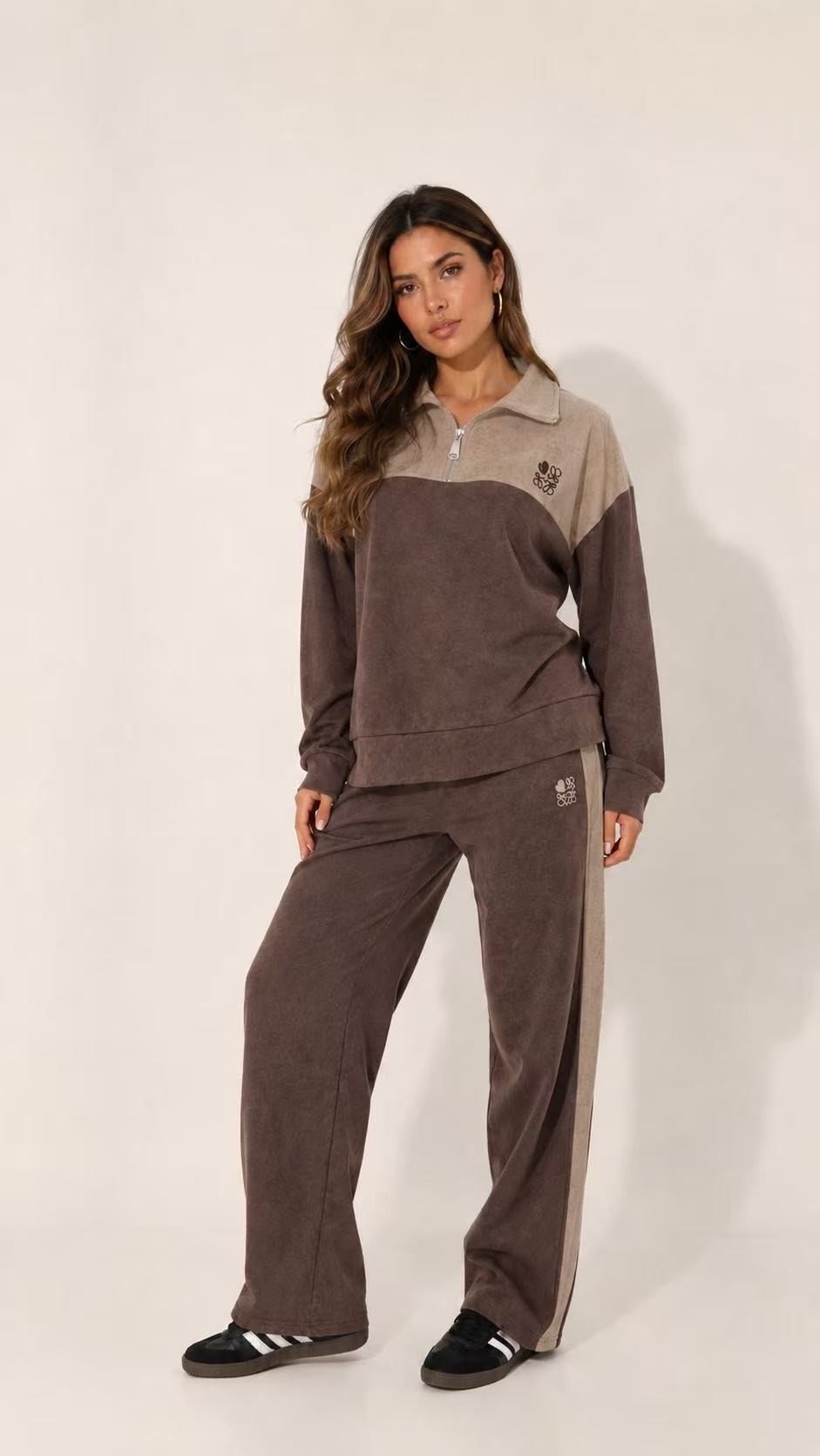 Wide Collar Tracksuit Set