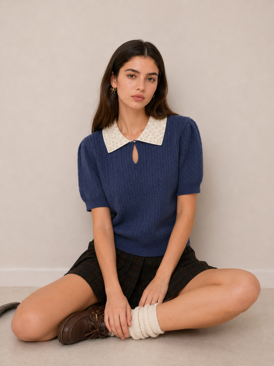 Cropped Sweater with Peter Pan Collar