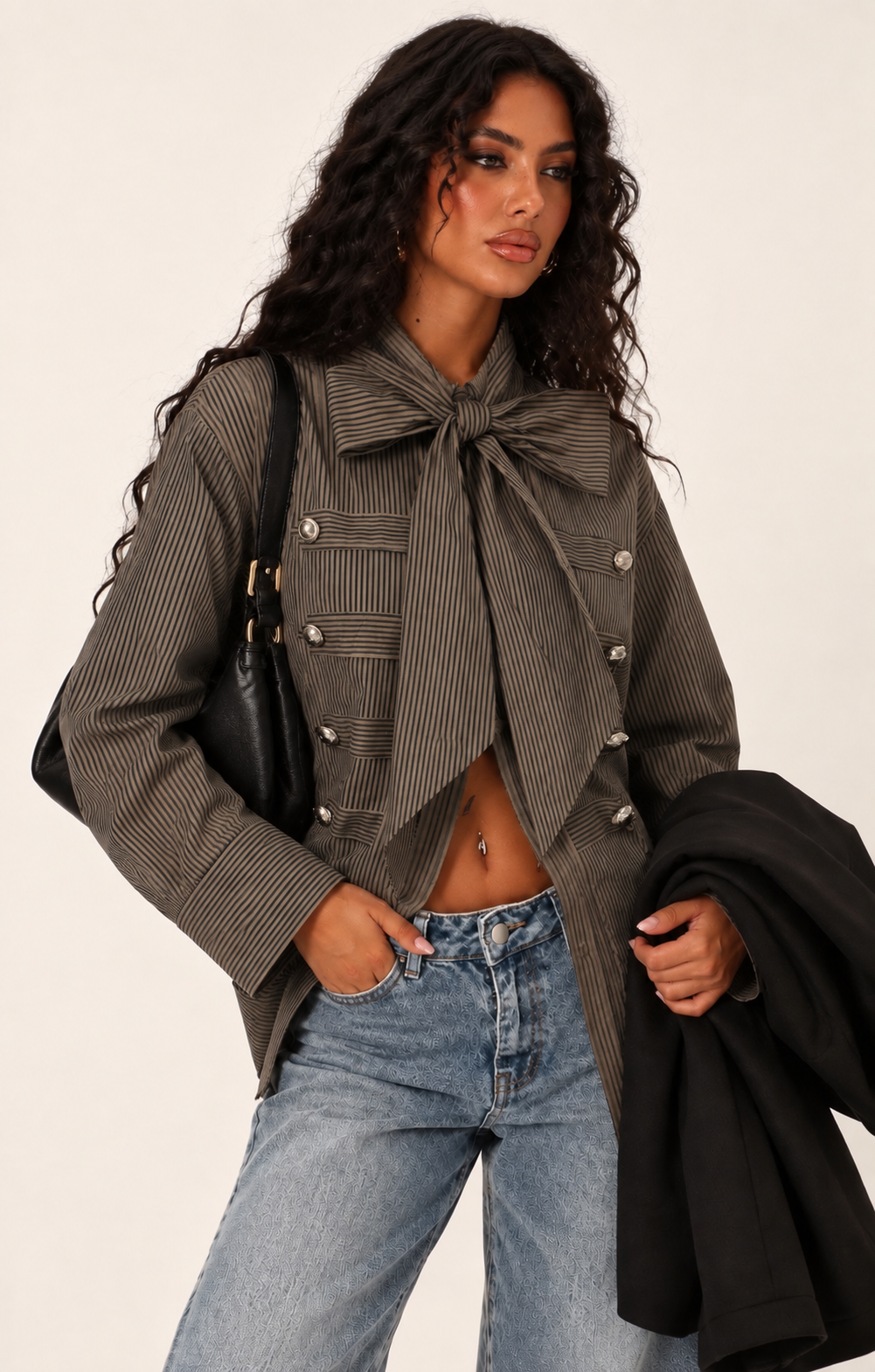 Striped Bow-Detail Shirt