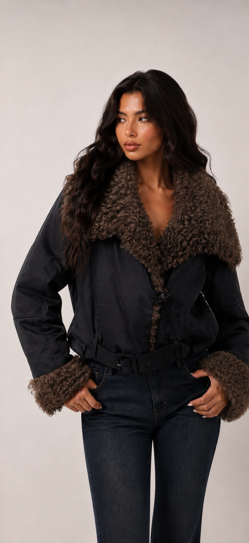 Straight Jacket with Faux Fur