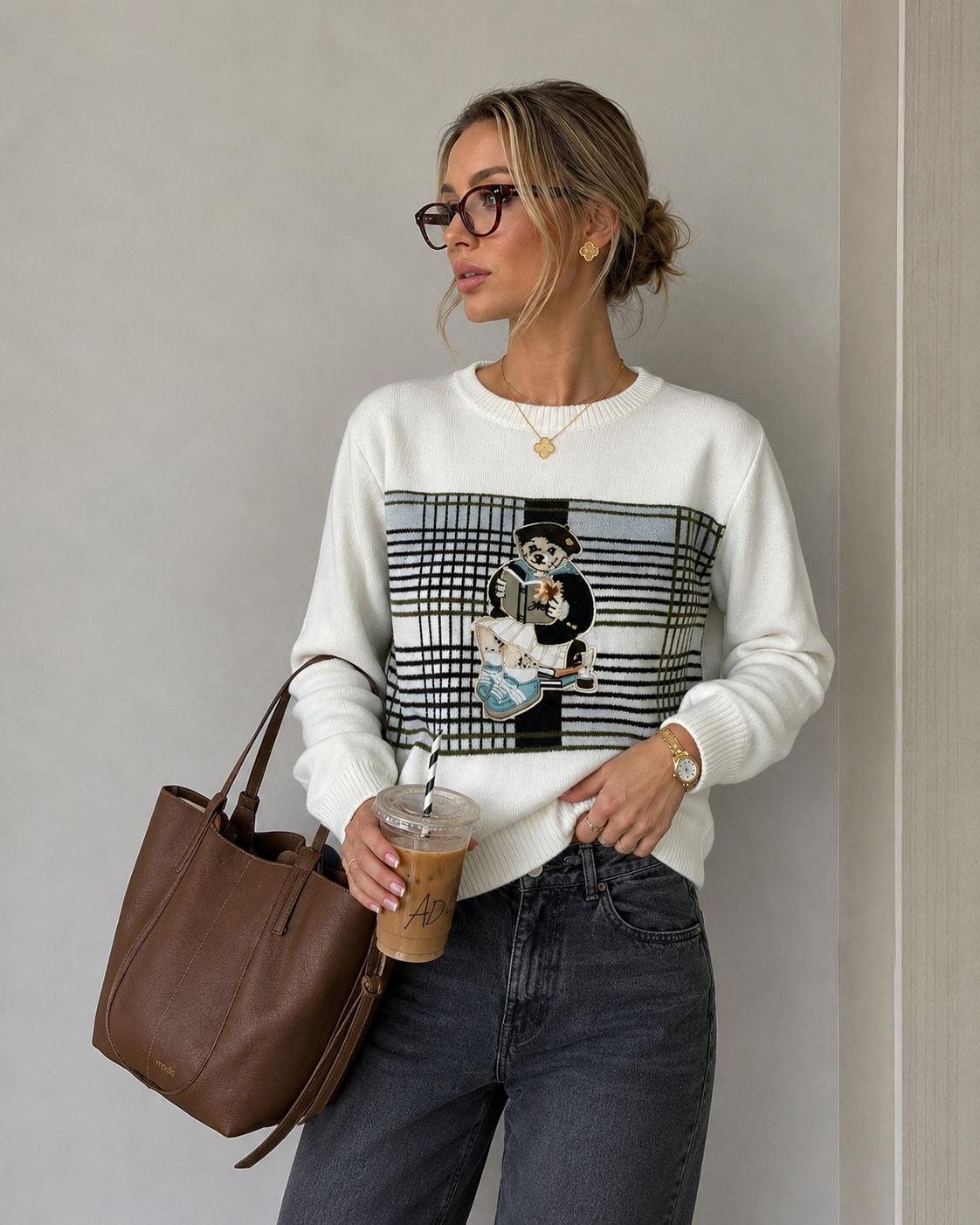 Regular Sweater with Teddy Patch
