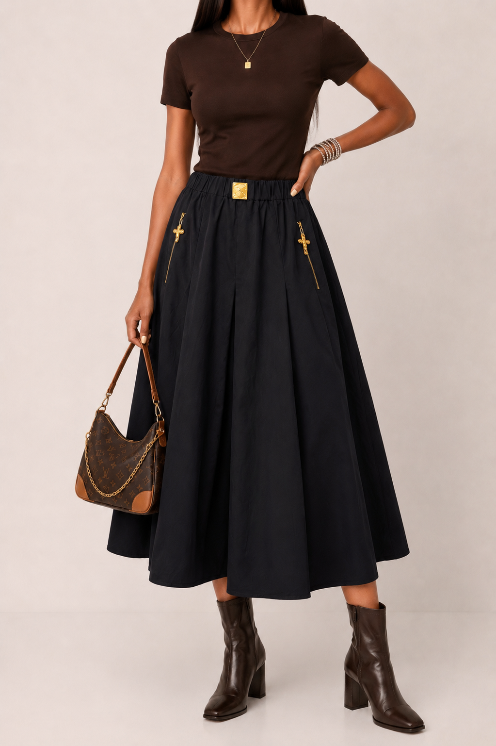 Flared Midi Skirt