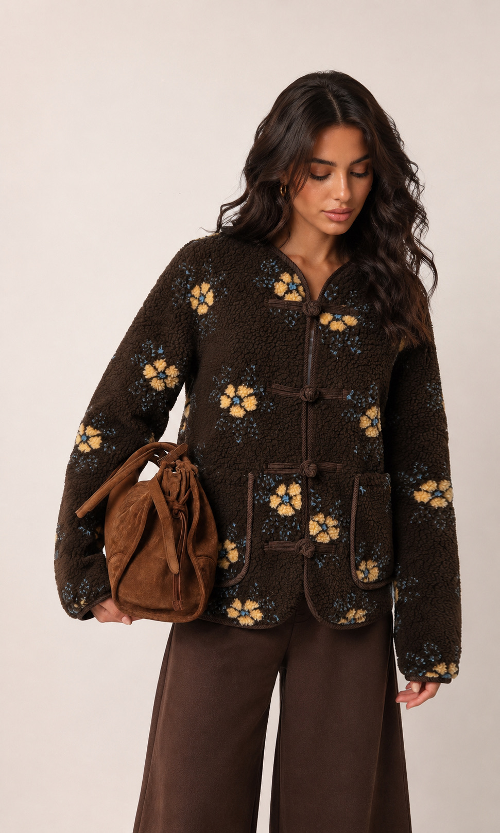 Loop-Button Shearling Jacket