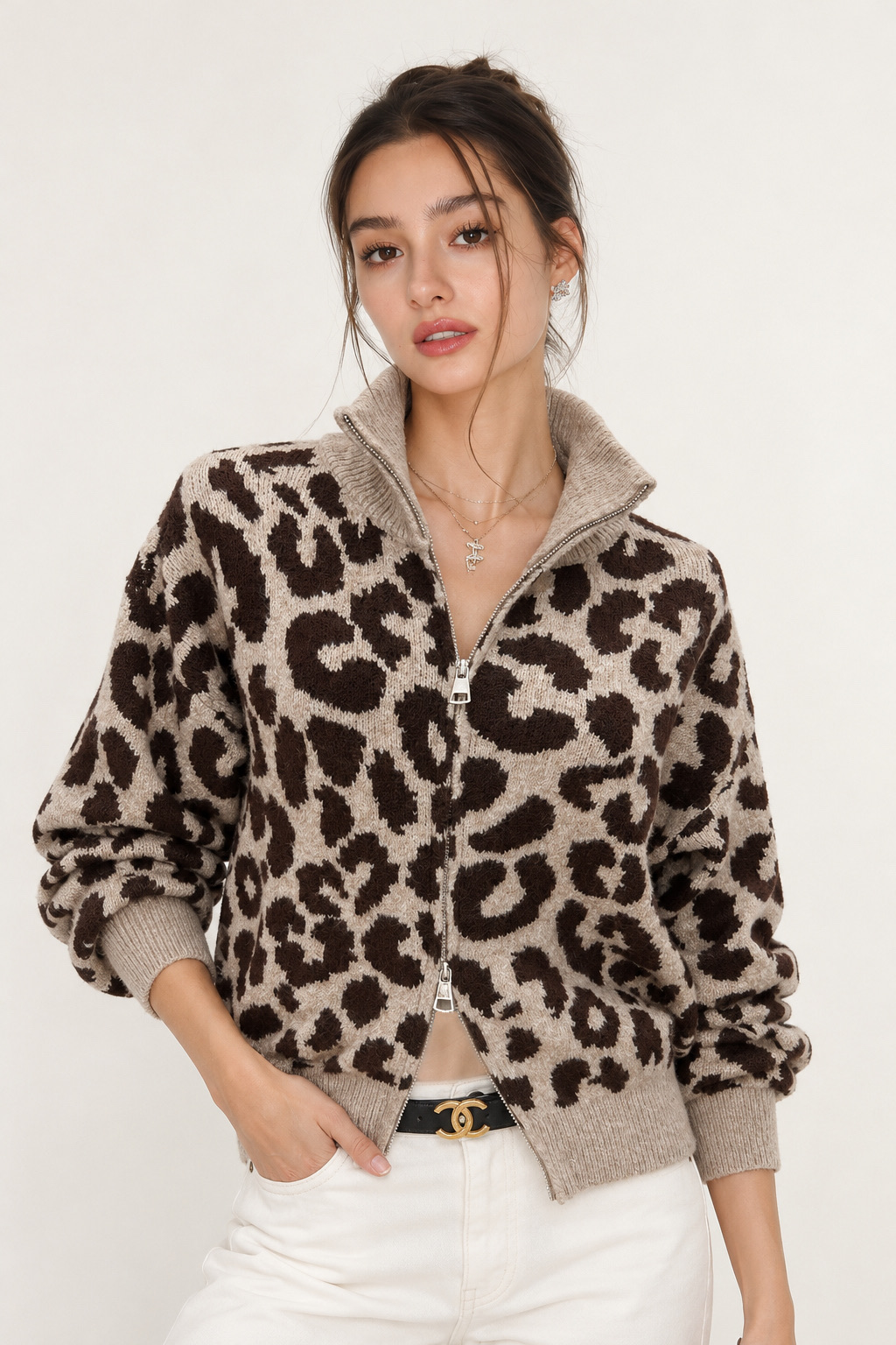 Half-Turtleneck Zip Sweater
