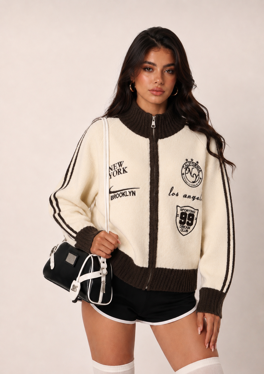 Half‑Turtleneck Zip Cardigan