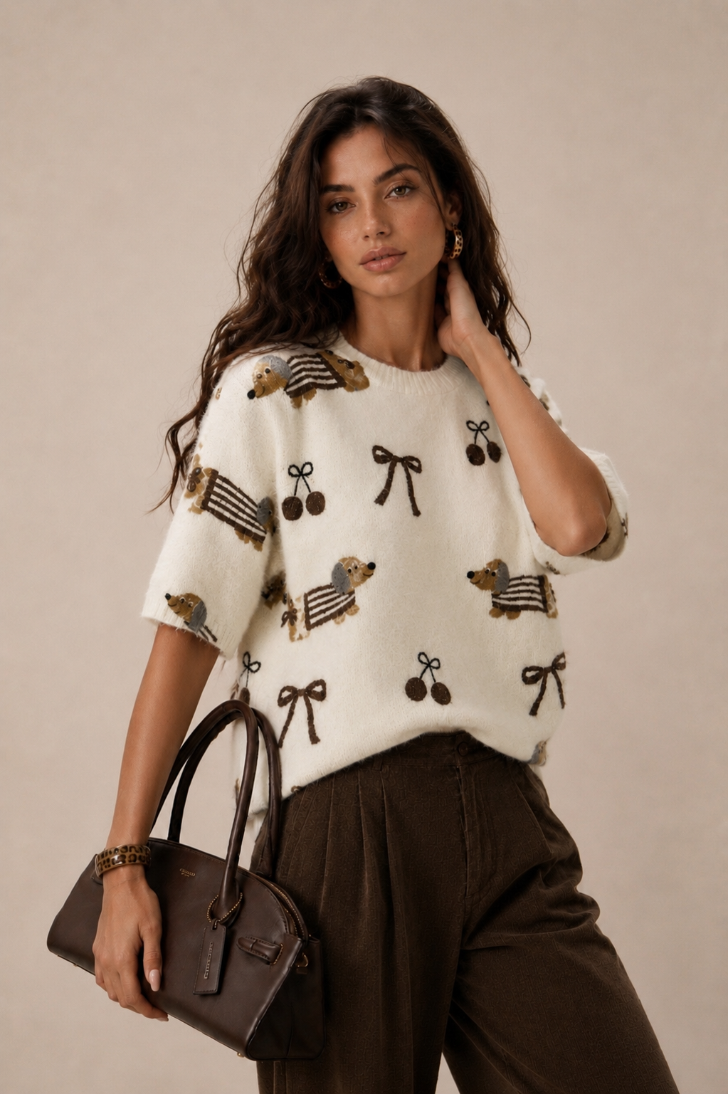 Half‑Sleeve Straight‑Fit Sweater