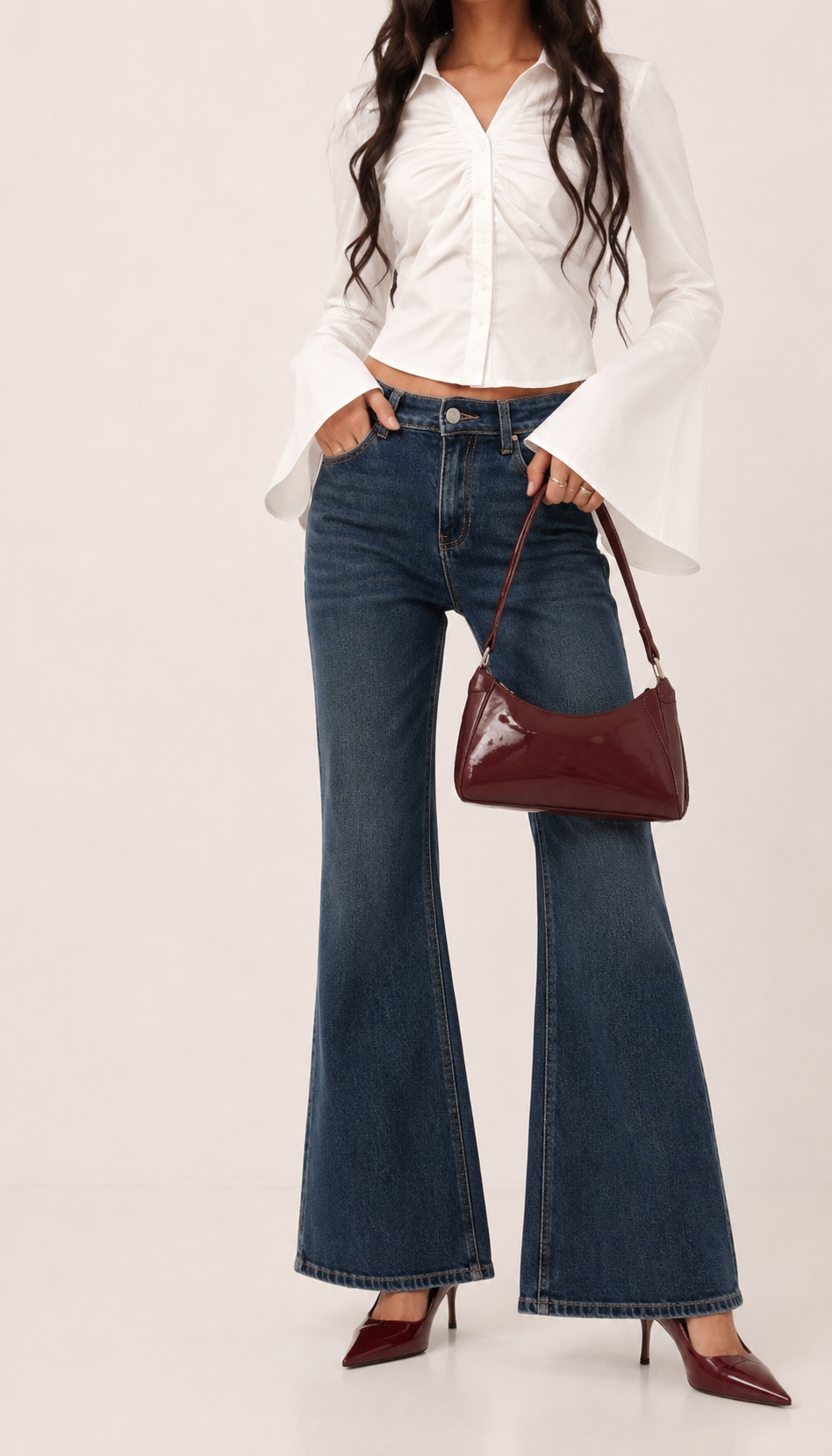 High-Waisted Flared Jeans