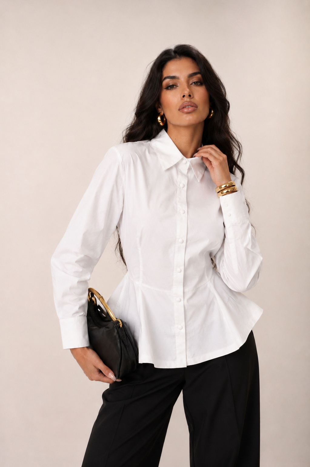 Fitted Shirt with Peplum