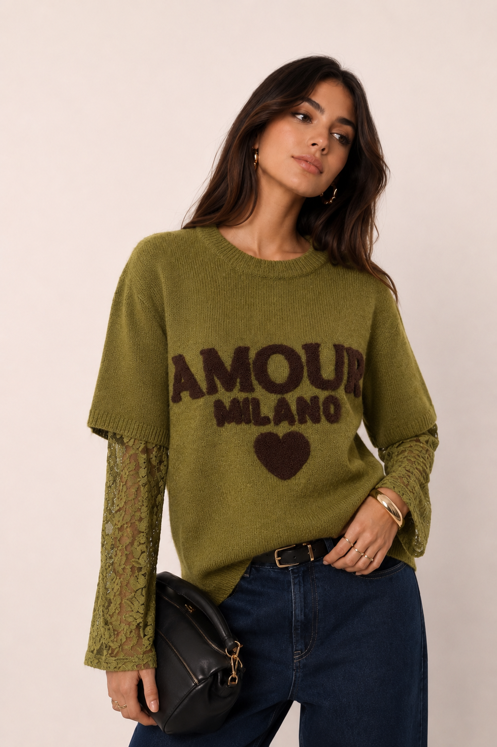 Relaxed Sweater with Lace