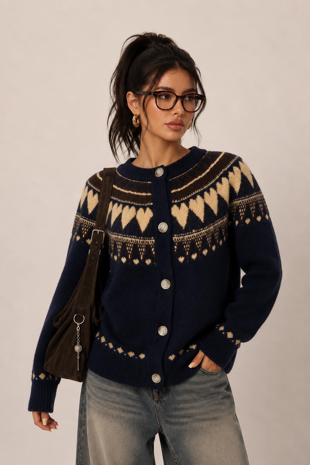 Cardigan with Decorative Buttons