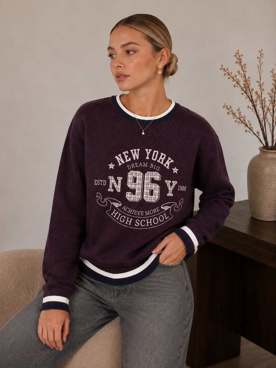 Relaxed College Sweater