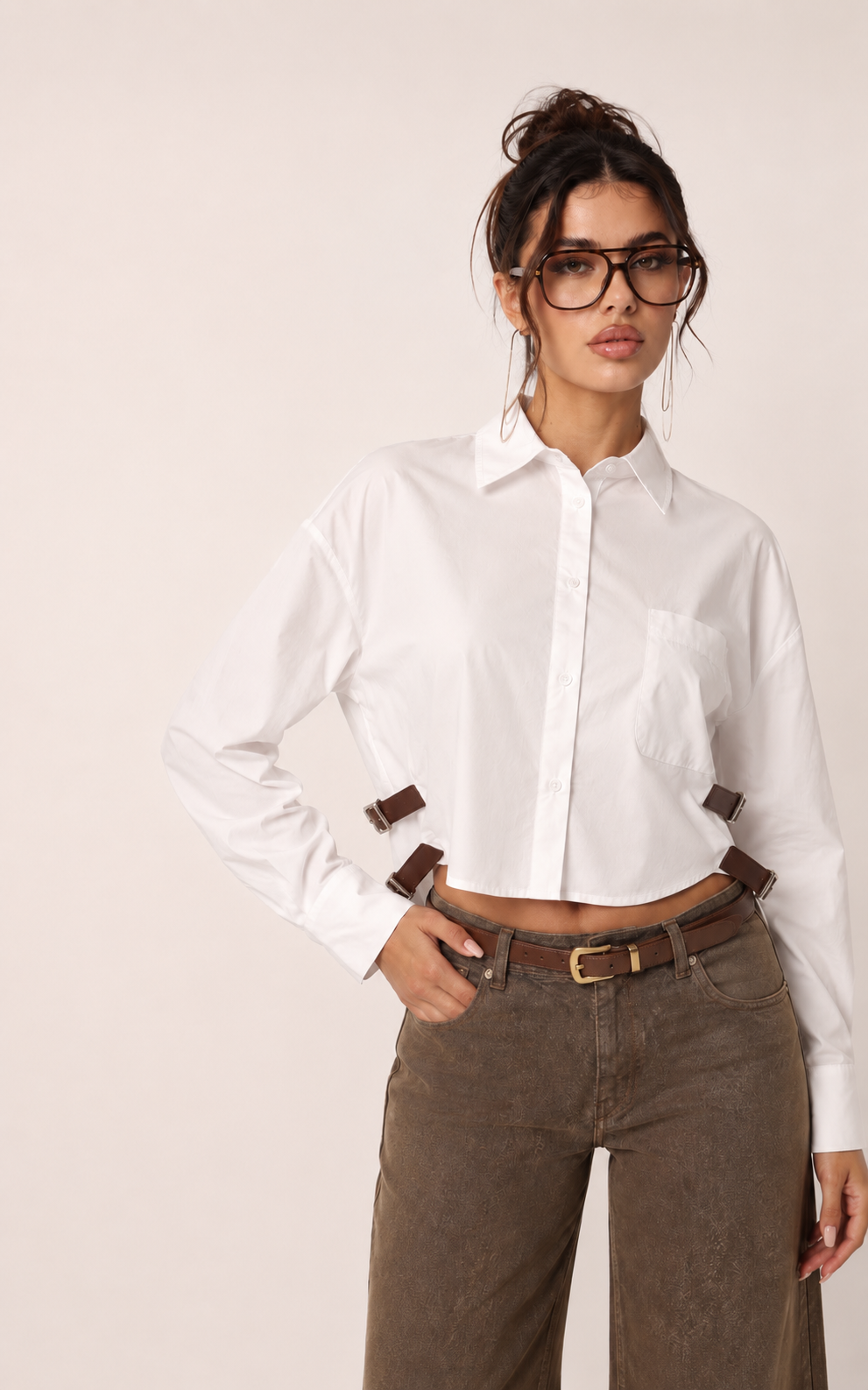 Cropped Shirt with Collar