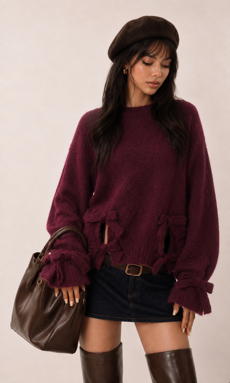 Oversized Bow-Detail Sweater