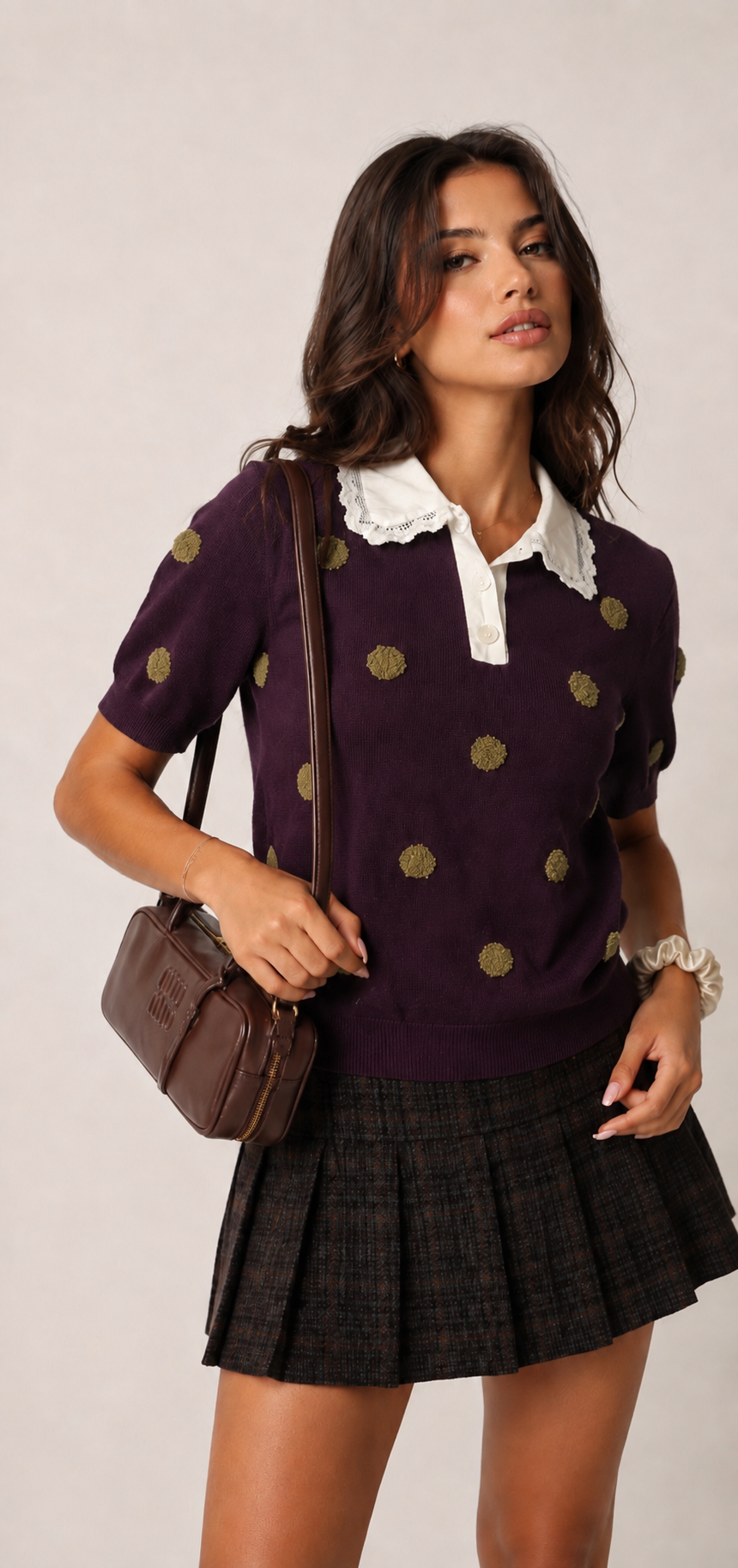 Polo Sweater with Dotted Texture