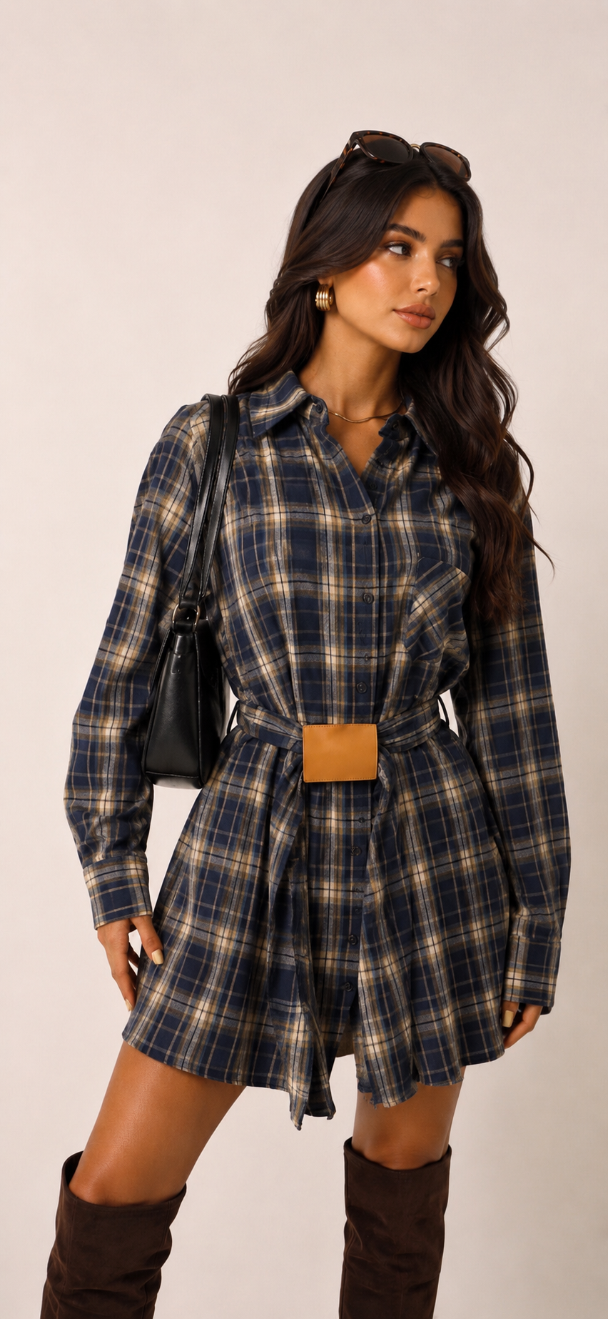 Belted Shirt Mini Dress