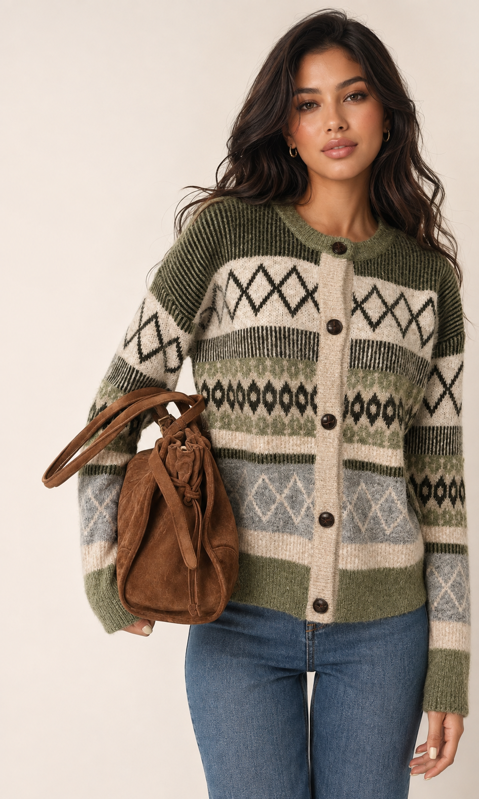 Straight Cardigan with Pattern