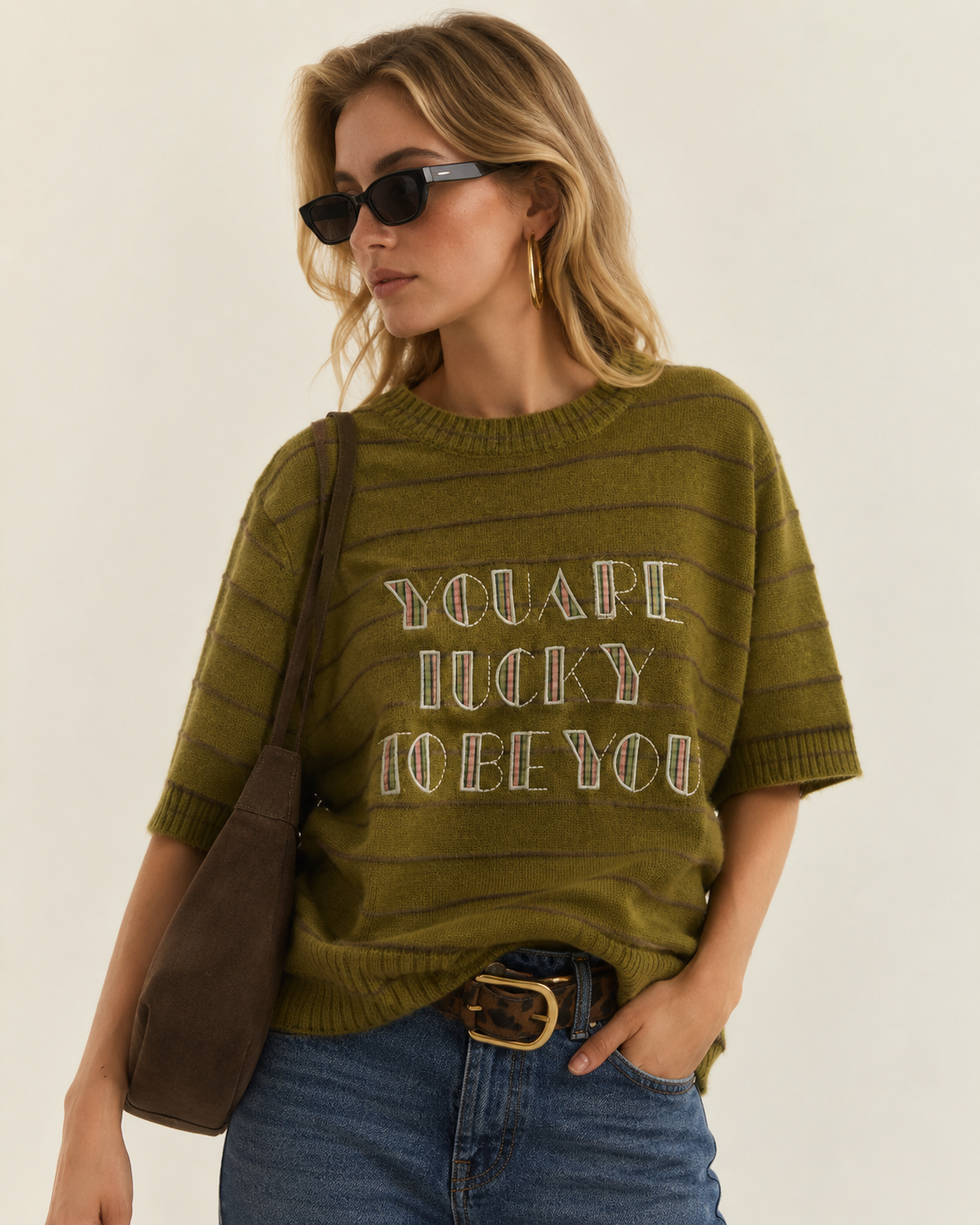 Knit Sweater with Bold Front Logo
