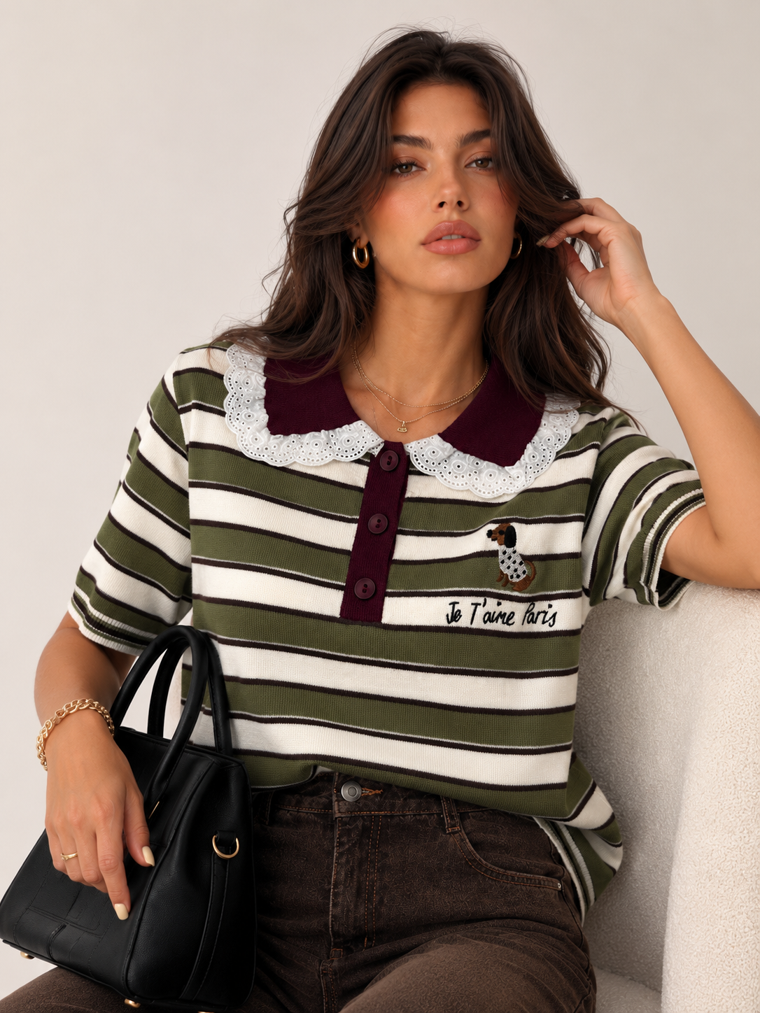 Polo Sweater with Lace