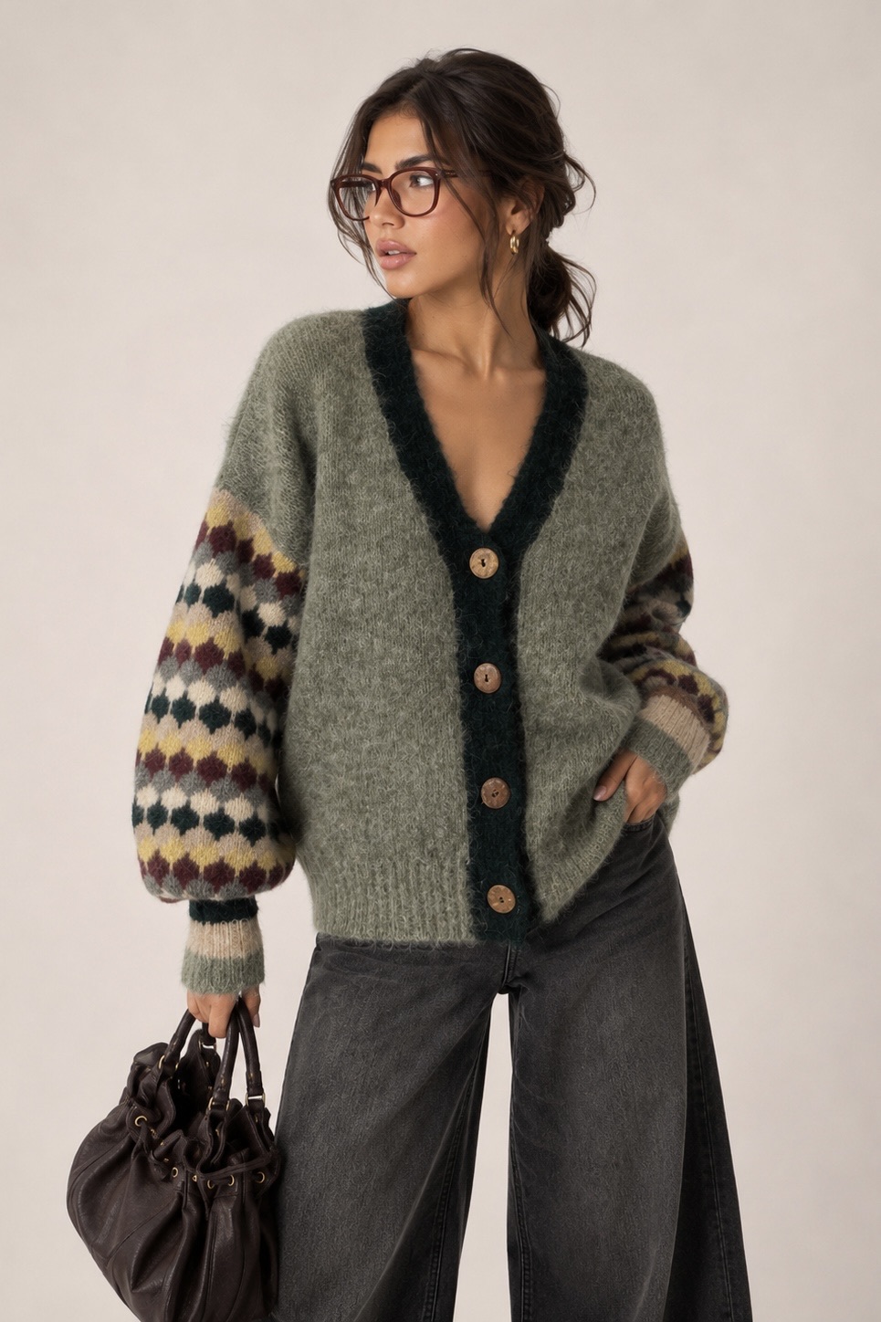 Argyle V‑Neck Cardigan