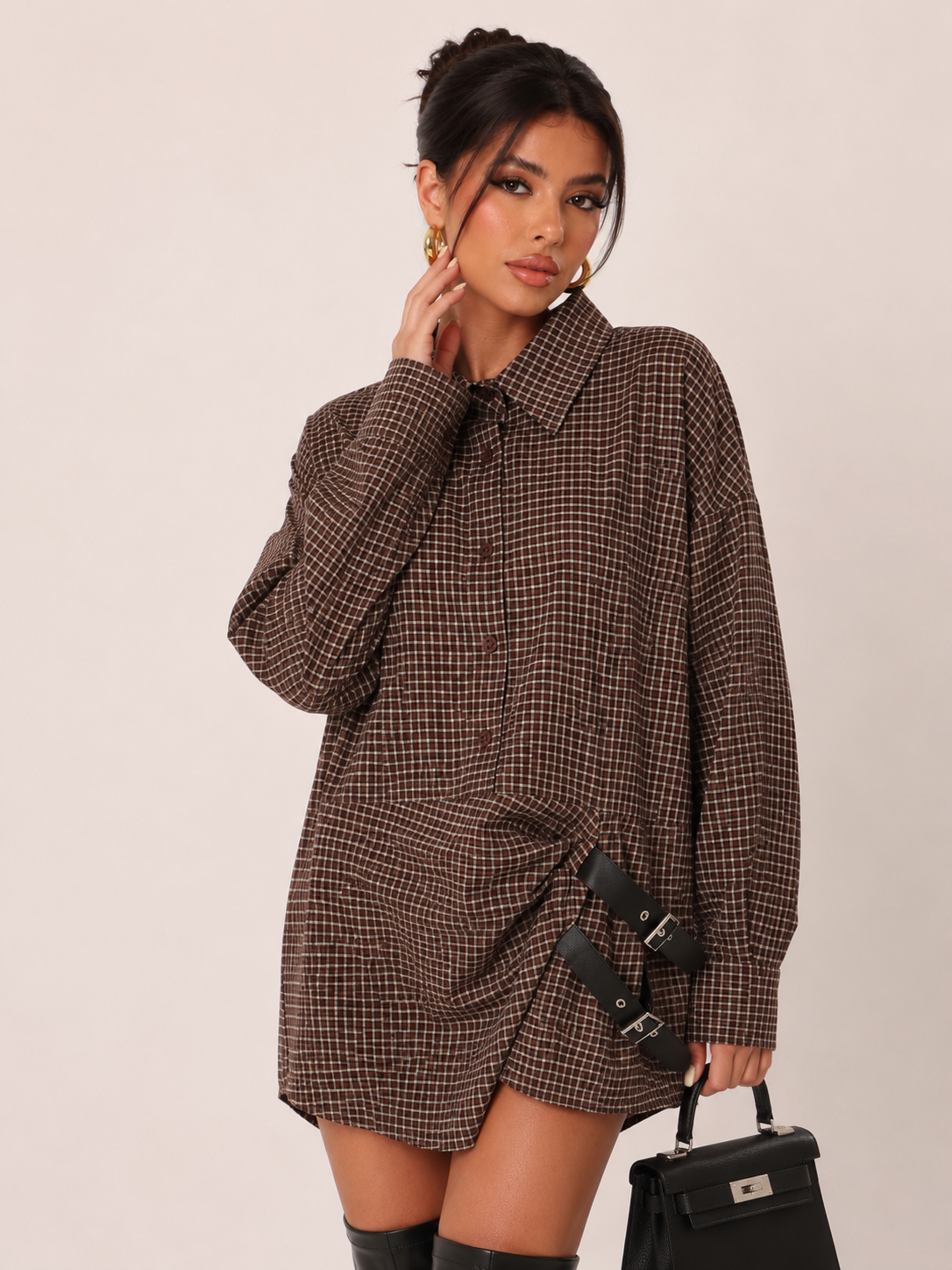 Oversized Shirt Tunic with Collar