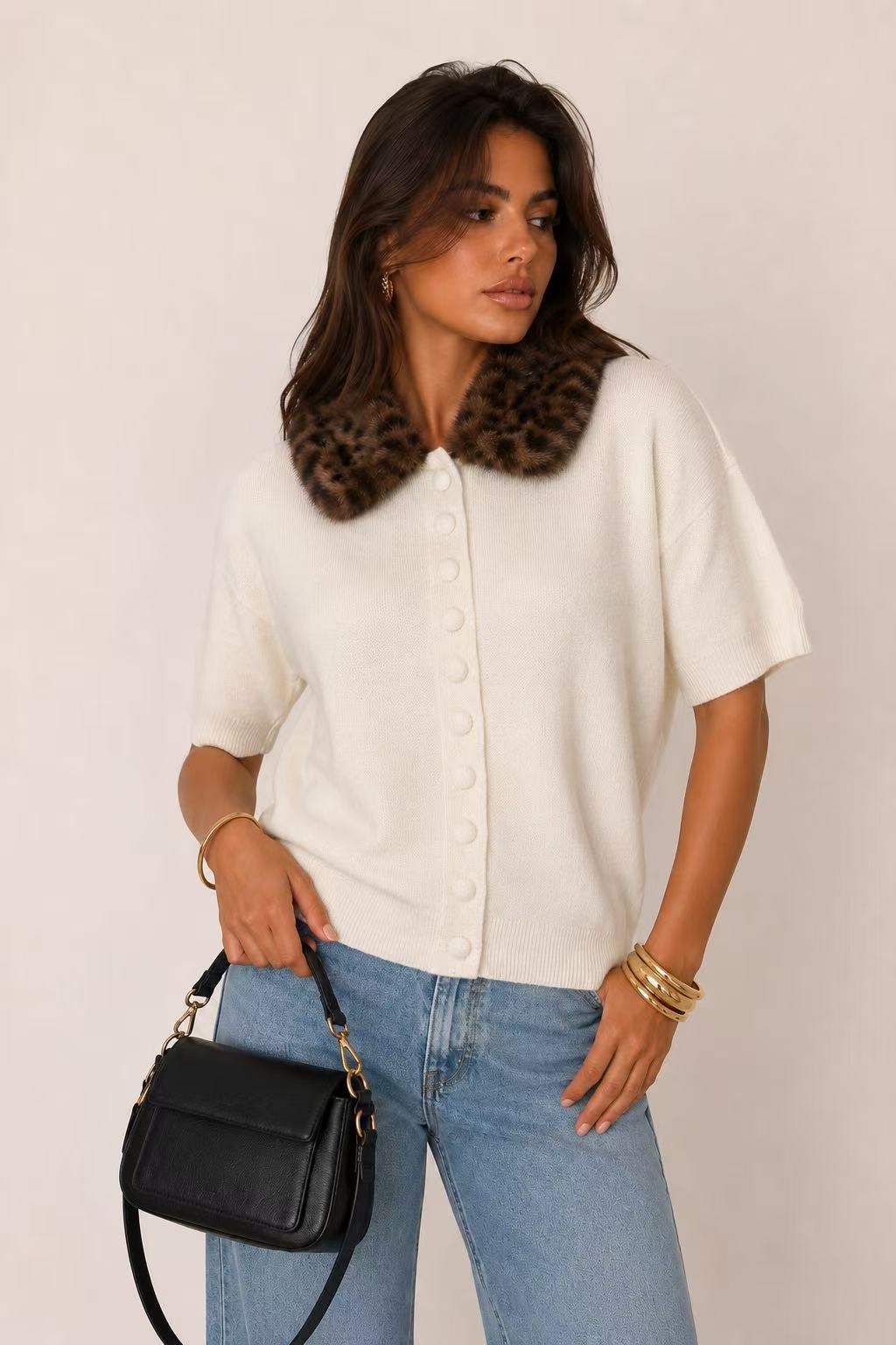 Collared Leopard-Print Cardigan
