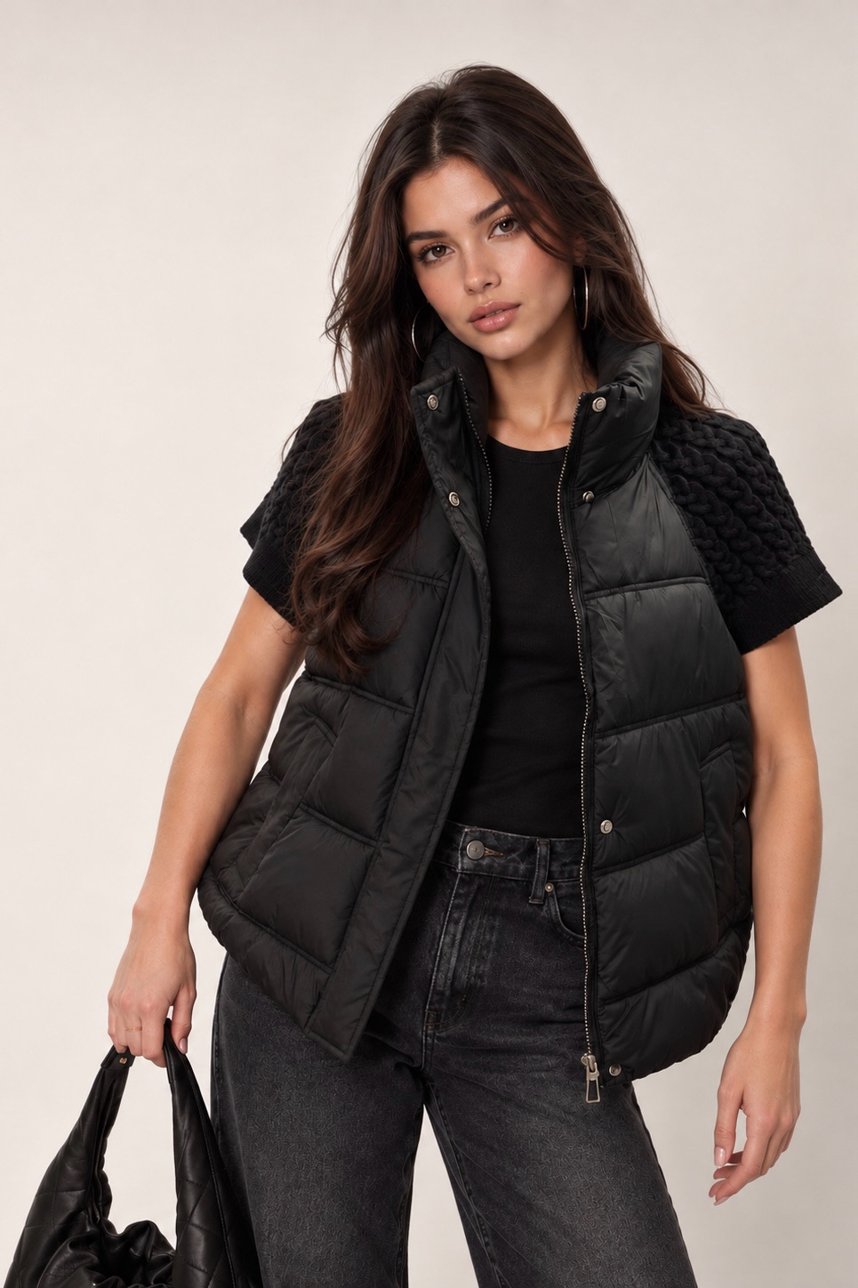 Quilted Vest with Stand Collar