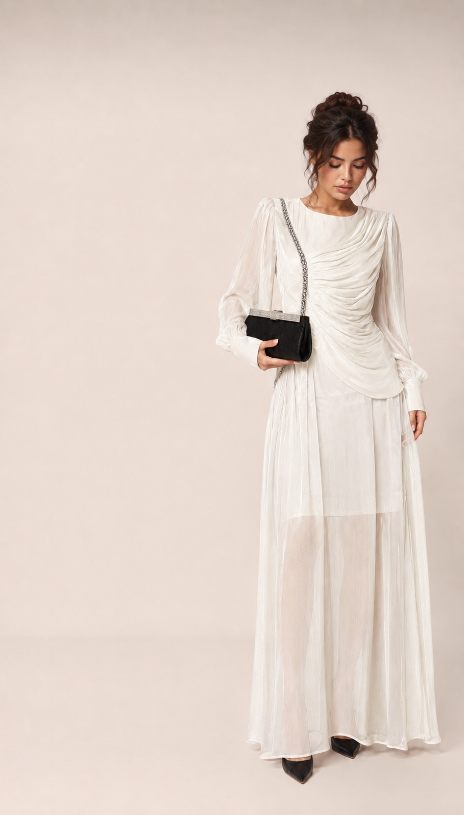 A-line Maxi Dress with Gathered Detail