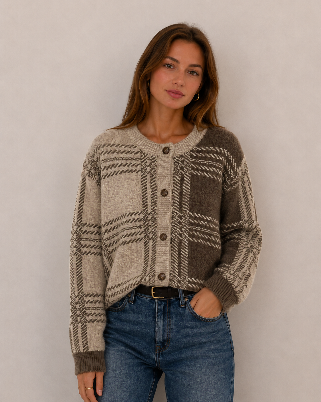 Hip-Length Straight Cardigan