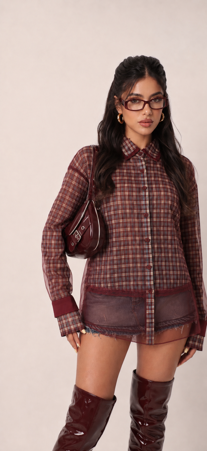 Oversized Lace-Trim Shirt